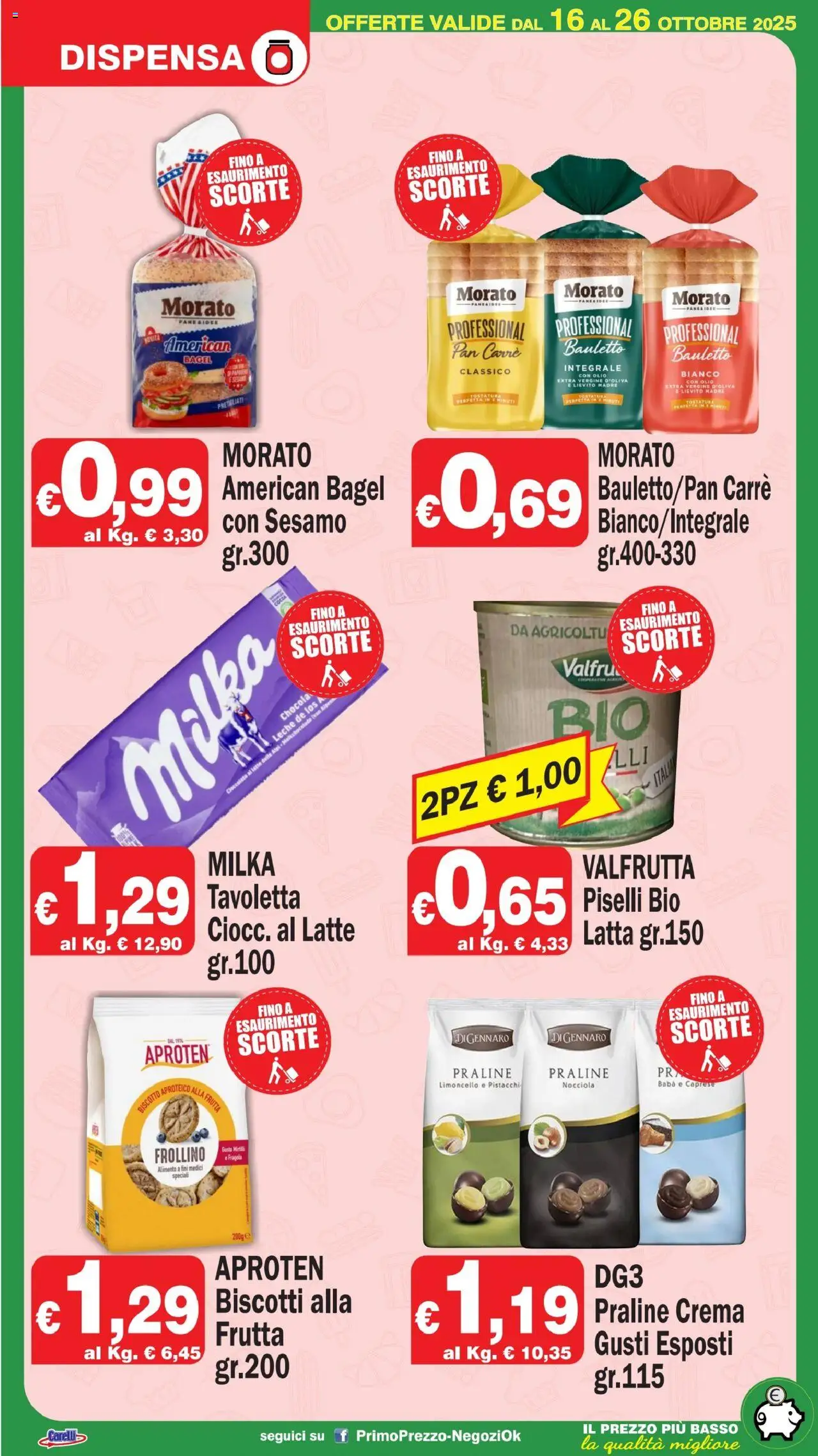 Volantino Primo Prezzo del 16.10.2025 | Pagina: 15 | Prodotti: Biscotti, Frutta, Latte, Limoncello