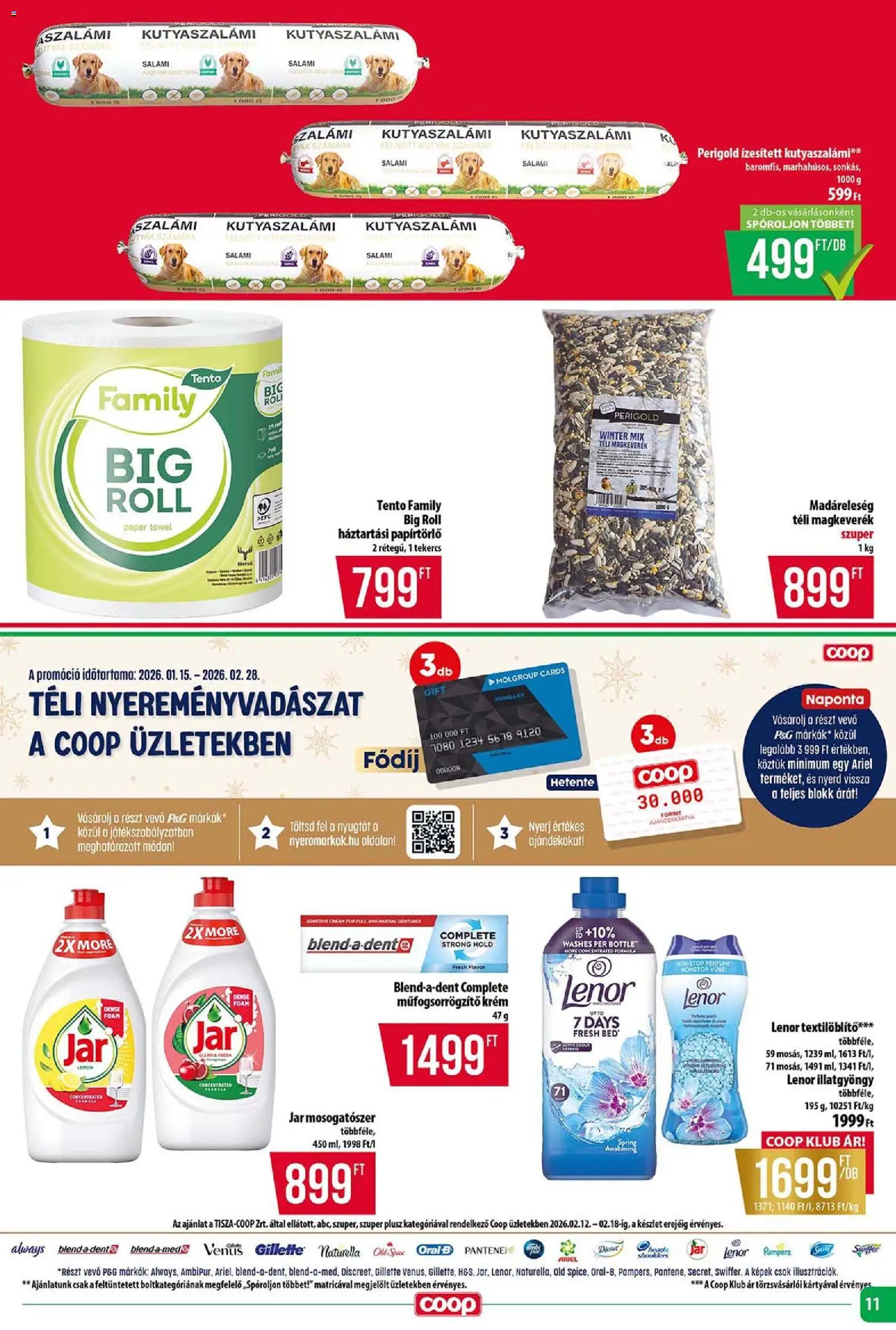 COOP Szolnok akciós ujság - amely érvényes a következő dátumtól: 12.02.2026 | Oldal: 11 | Termékek: Old spice, Pampers, Szalámi, Mosogatószer