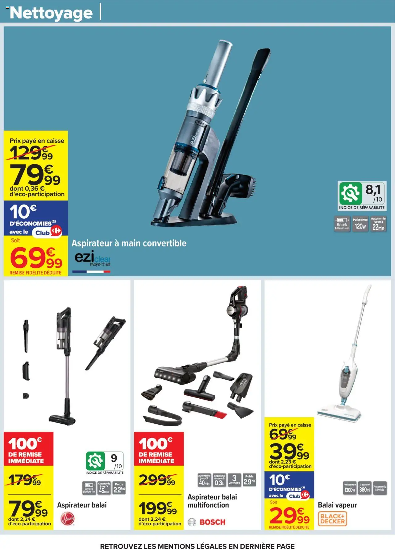  | Page: 50 | Produits: Aspirateur, Balai, Aspirateur balai, Batterie