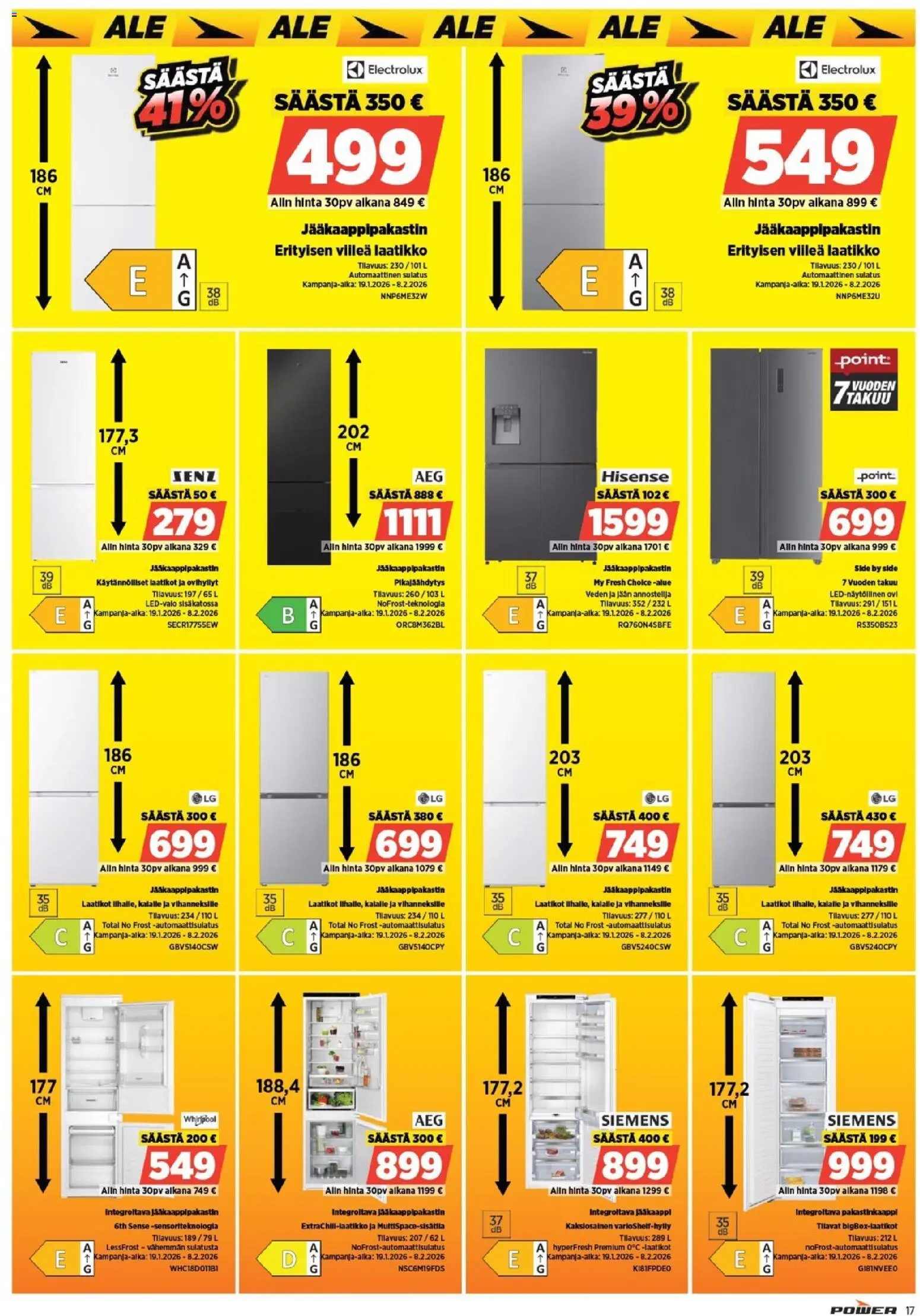 Power - POWER HINTAAN Viikon mainoslehti – voimassa 01.12.2026 alkaen | Sivu: 20 | Tuotteet: Kaappipakastin, Jääkaappipakastin, Laatikko