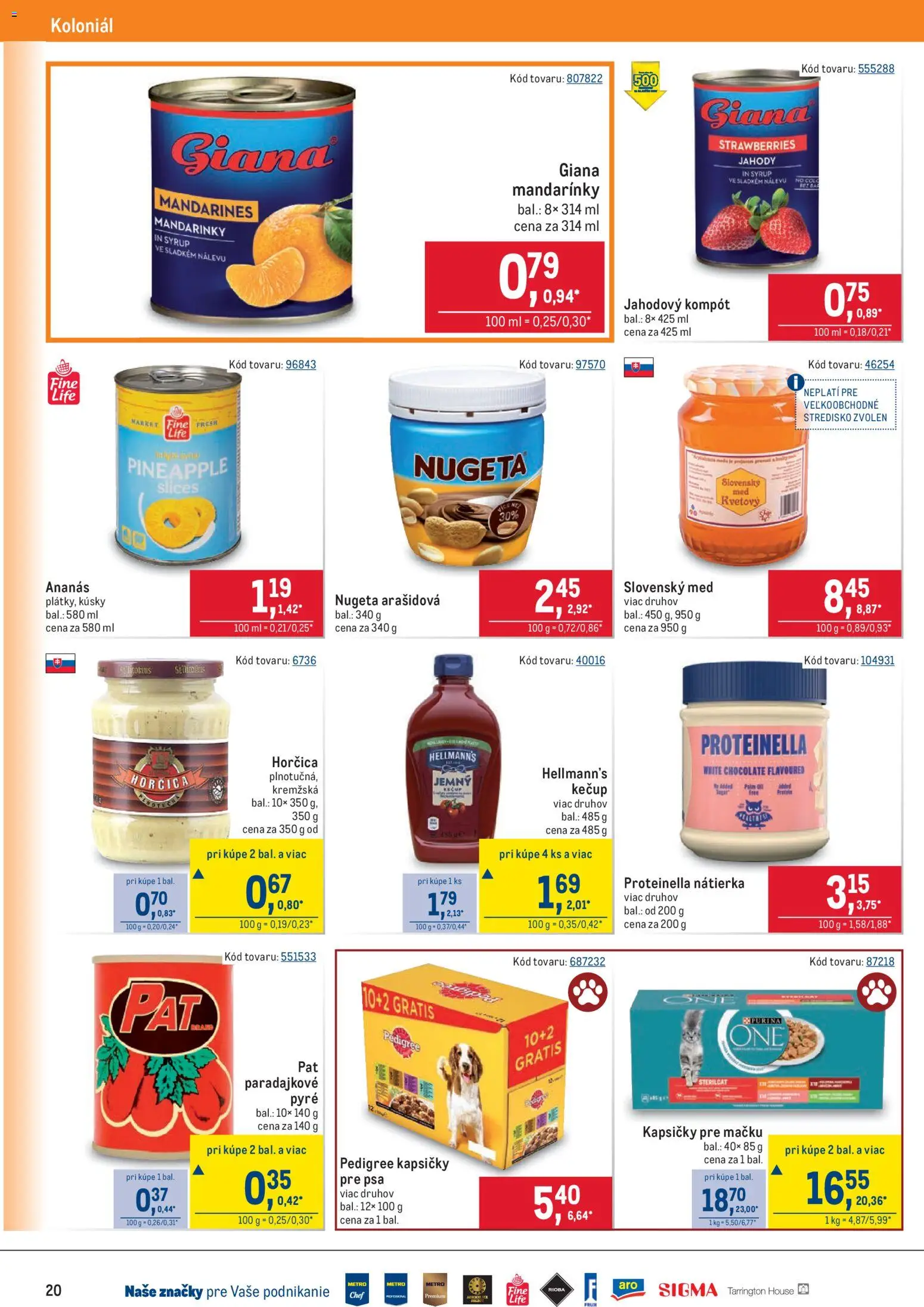 Nové Metro akcie – leták je platný od 10.12.2025 | Strana: 20 | Produkty: Proteinella, Ananás, Jahody, Mandarinky