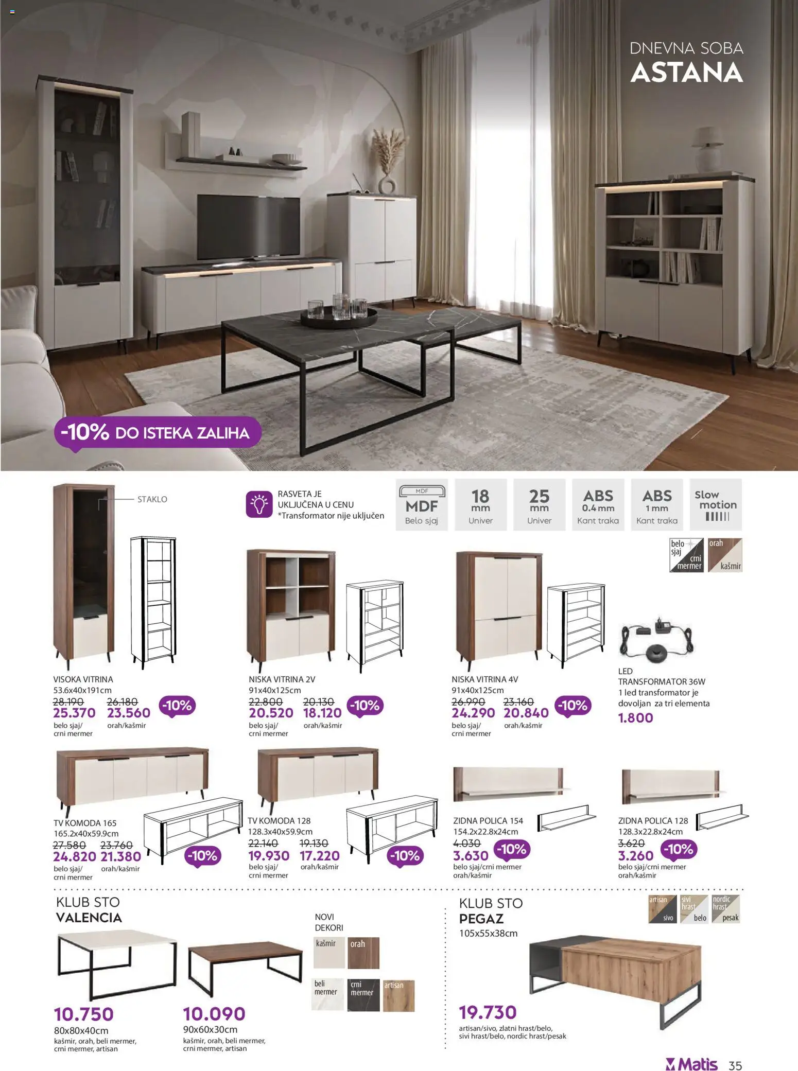 Matis katalog - važi od 01.04.2026 | Strana: 35 | Proizvode: Komoda, Tv komoda, Polica, Sto