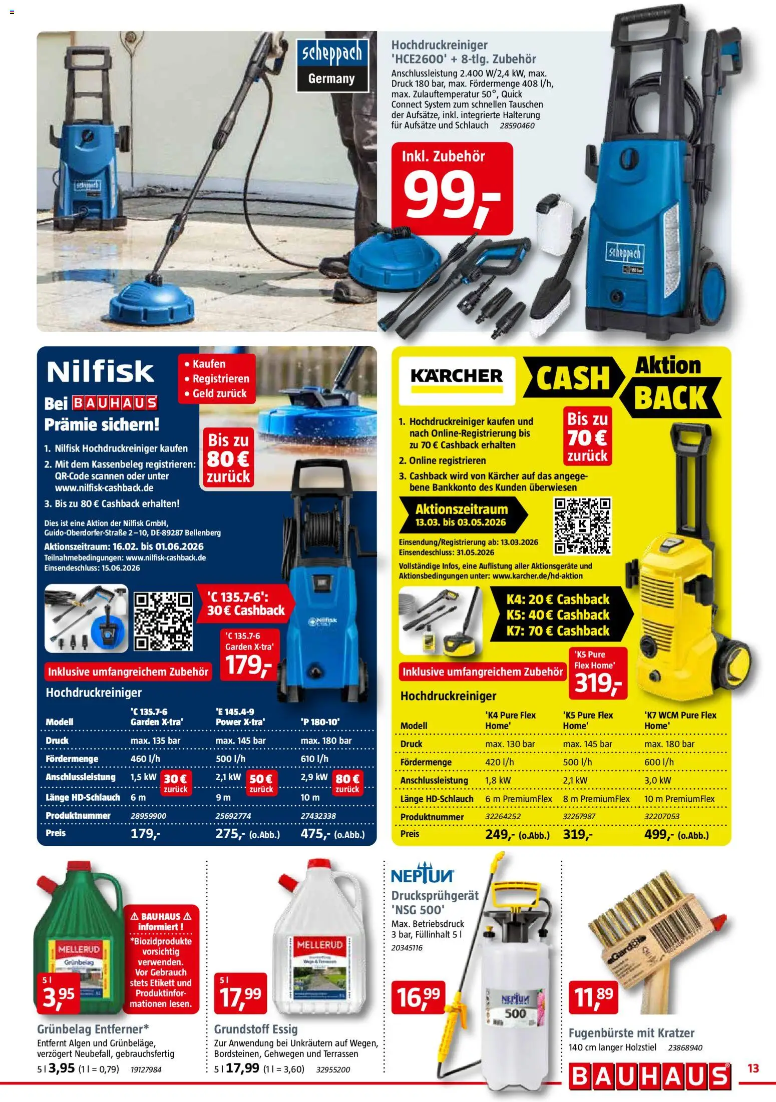 Bauhaus Prospekt 	 – gültig ab 28.02.2026 | Seite: 13 | Produkte: Essig, Hochdruckreiniger