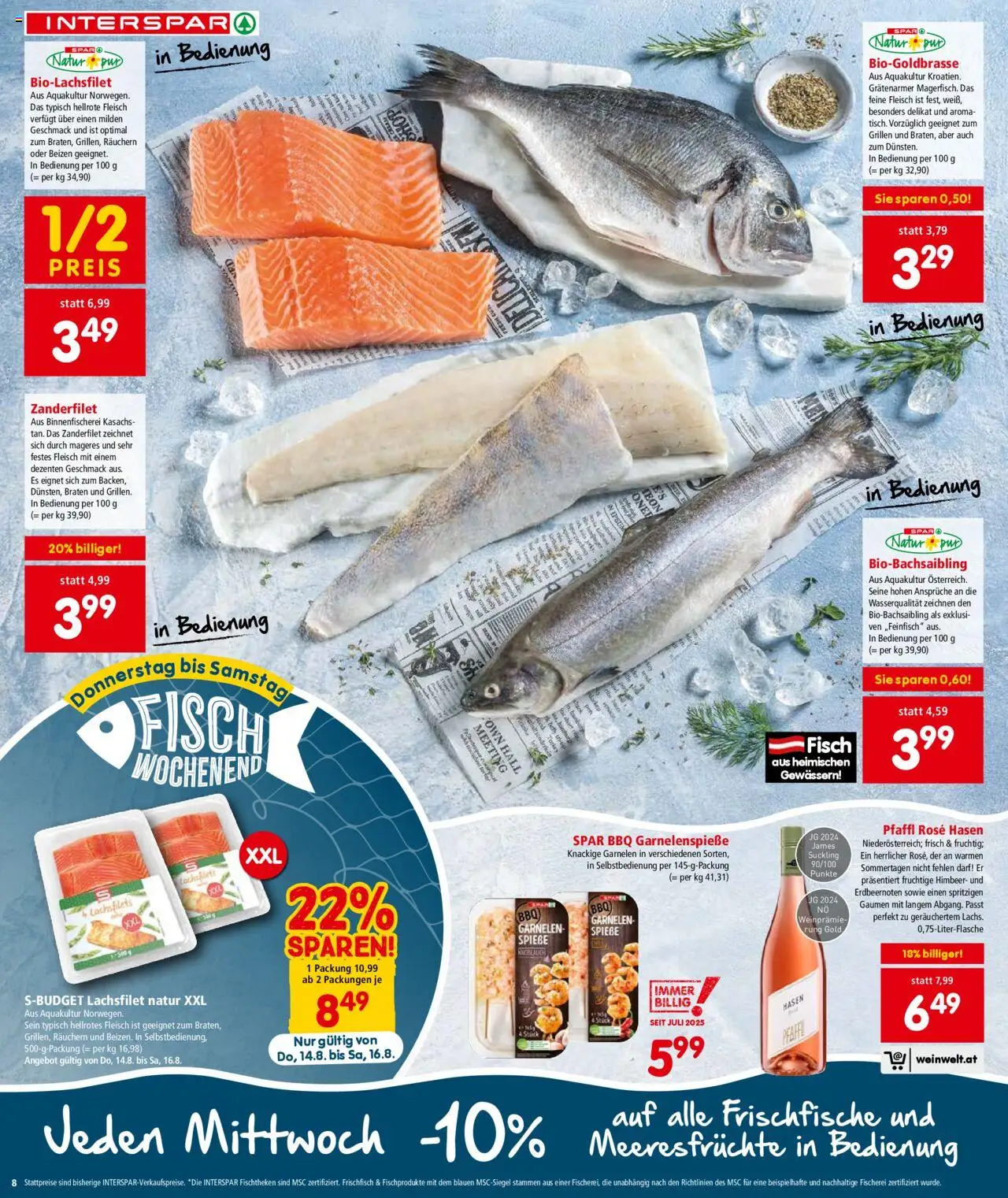 Interspar Flugblatt - Salzburg gültig ab 14.08.2025 | Seite: 8 | Produkte: Meeresfrüchte, Knoblauch, Fisch