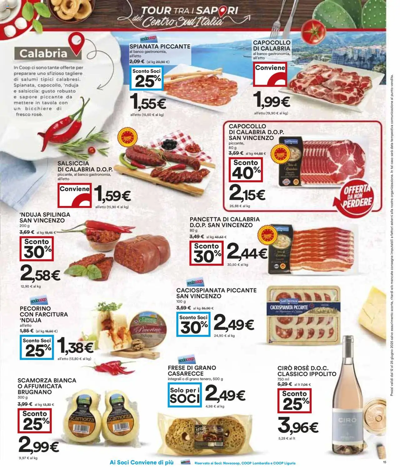 Volantino COOP del 12.06.2025 | Pagina: 15 | Prodotti: Salsiccia, Data, Tagliere, Pecorino