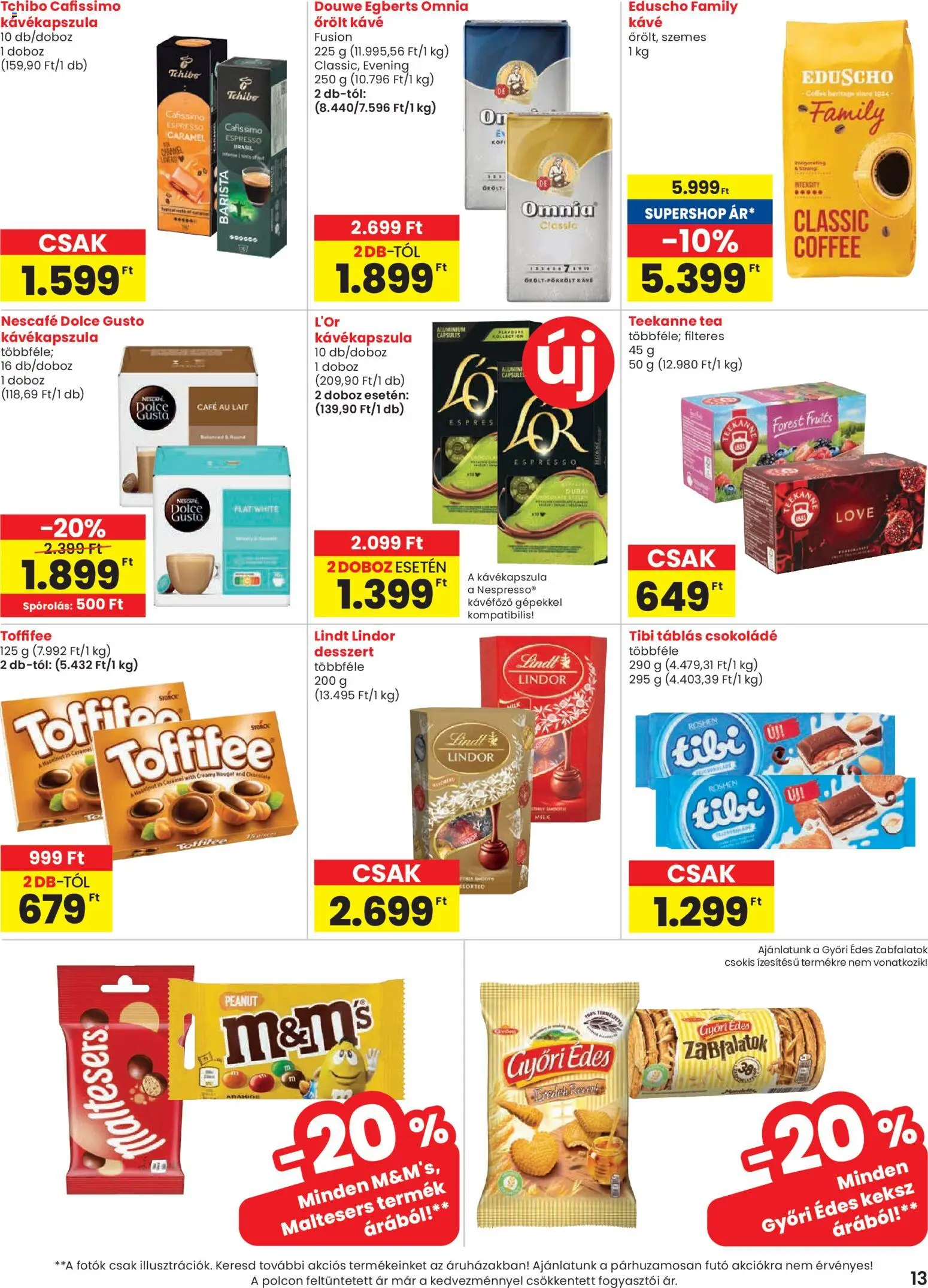 Spar akciós ujság - amely érvényes a következő dátumtól: 26.03.2026 | Oldal: 13 | Termékek: Dolce Gusto, Nescafé, Kávéfőző, Toffifee