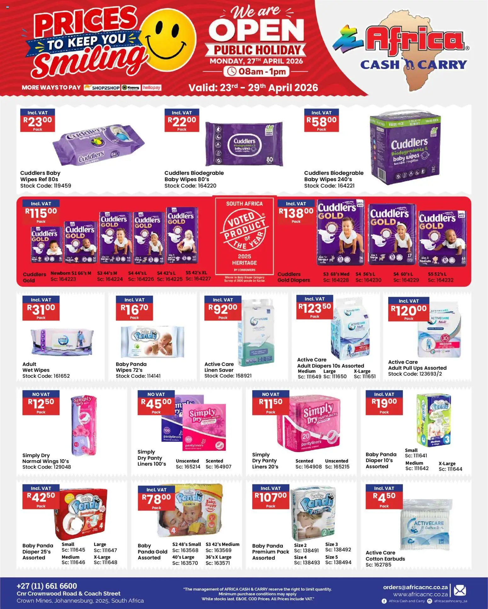 New Africa Cash & Carry catalogue – valid from 23.04.2026 | Page: 35 | Products: Earbuds, Stock
