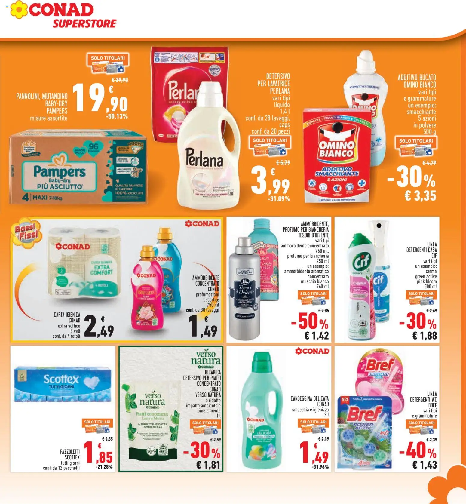 Volantino Conad del 23.04.2026 | Pagina: 27 | Prodotti: Carta igienica, Candeggina, Lime, Lavatrice