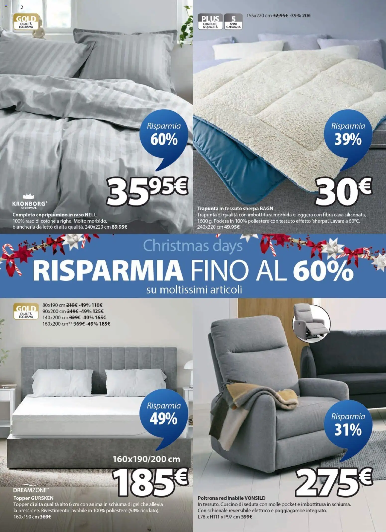 Volantino JYSK del 24.11.2025 | Pagina: 2 | Prodotti: Copripiumino, Letto, Biancheria da letto, Poltrona