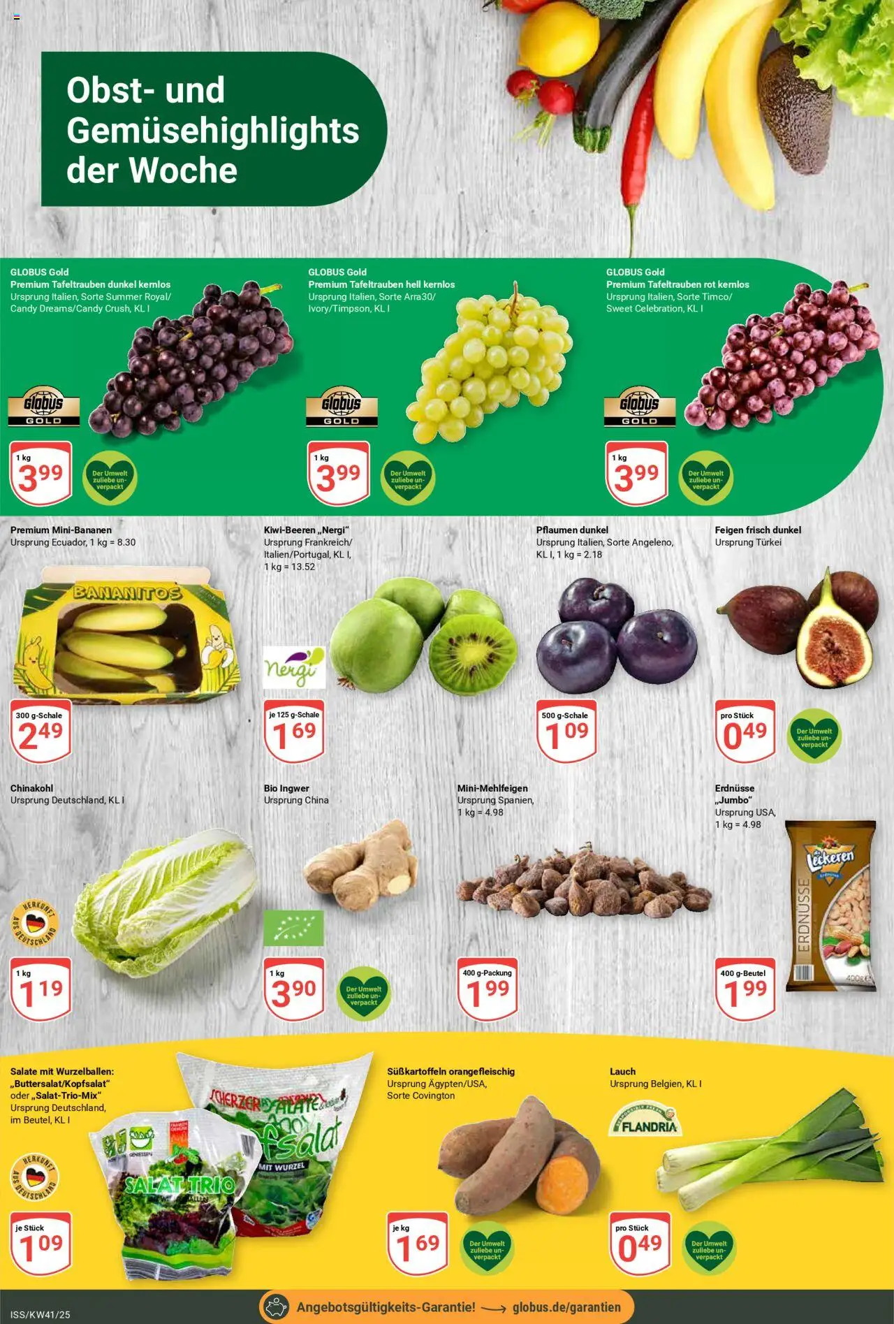 Globus Prospekt 	 – gültig ab 06.10.2025 | Seite: 9 | Produkte: Erdnüsse, Pflaumen, Obst, Salat