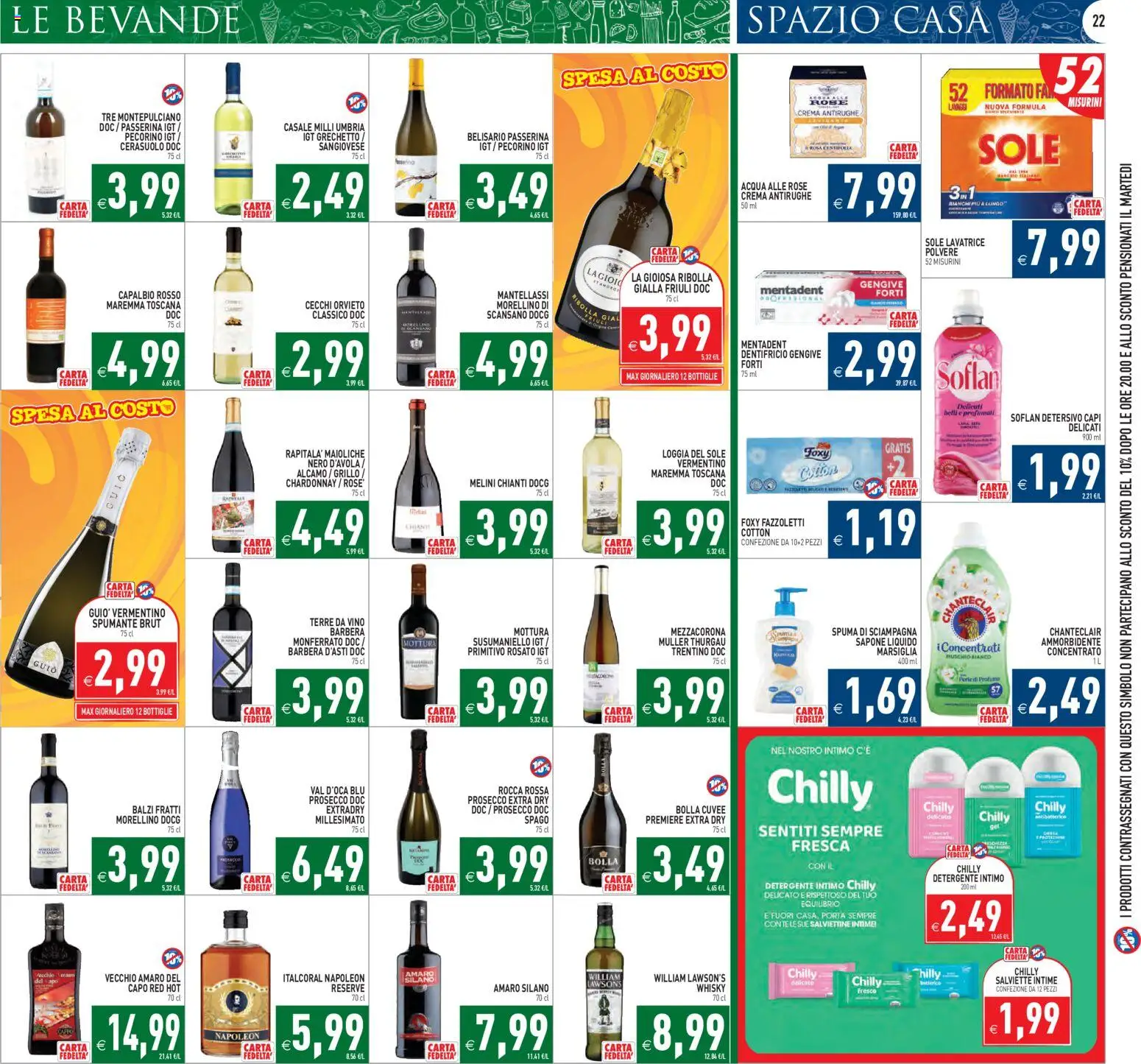 Volantino PIM Supermercati del 19.11.2025 | Pagina: 22 | Prodotti: Fazzoletti, Intimo, Prosecco, Whisky