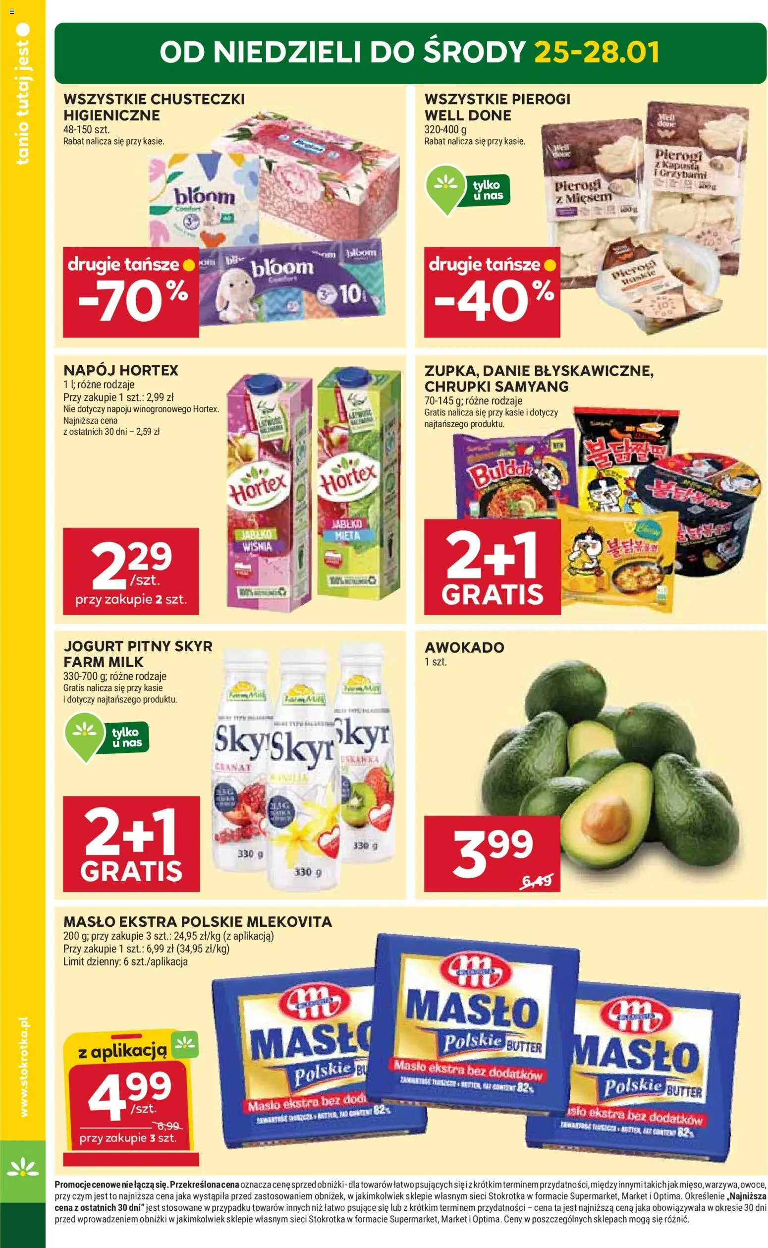 Stokrotka Gazetka - Market od 22.01.2026 | Strona: 4 | Produkty: Jogurt pitny, Pierogi z mięsem, Masło, Owoce