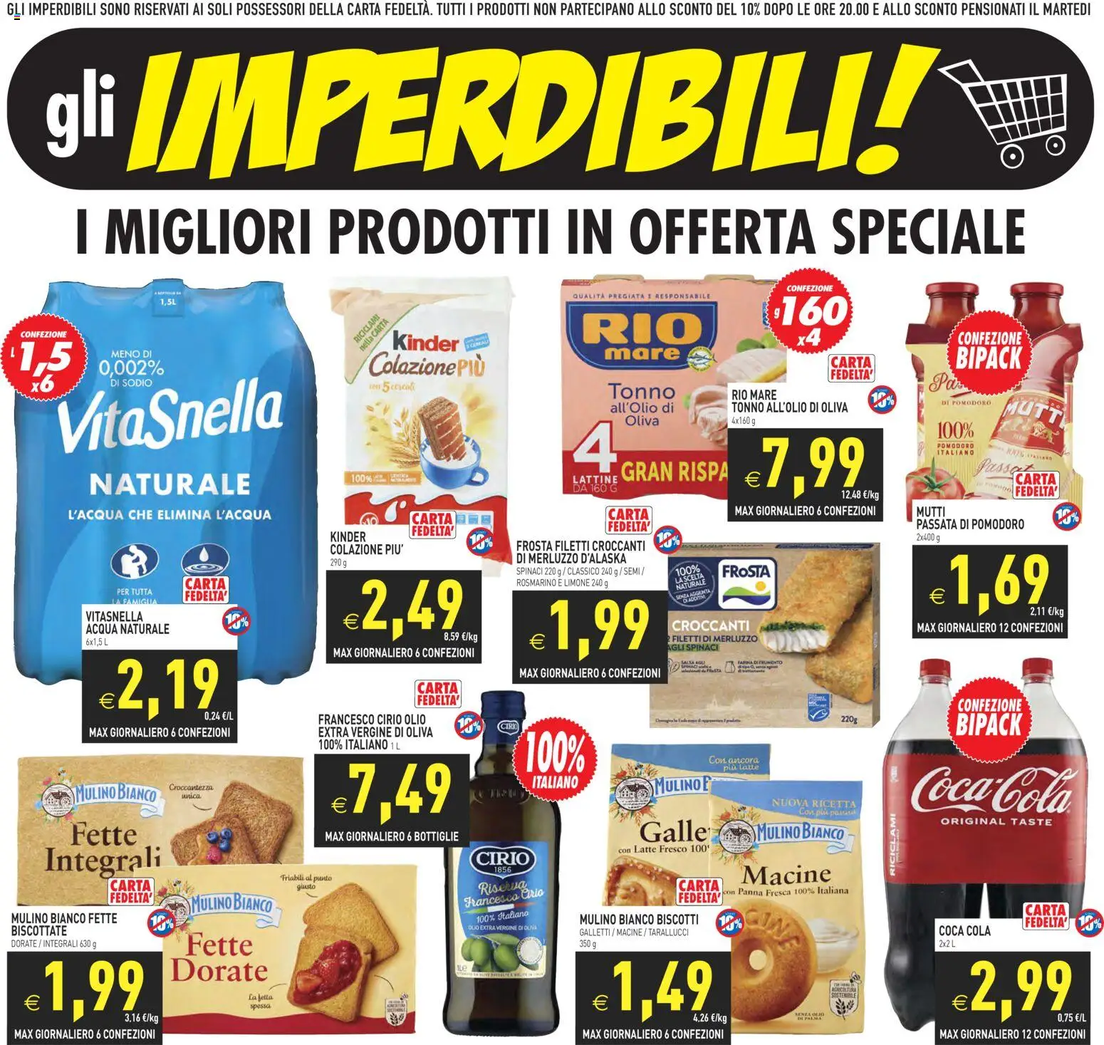 Volantino PIM Supermercati del 06.03.2026 | Pagina: 2 | Prodotti: Biscotti, Latte, Olio, Spinaci