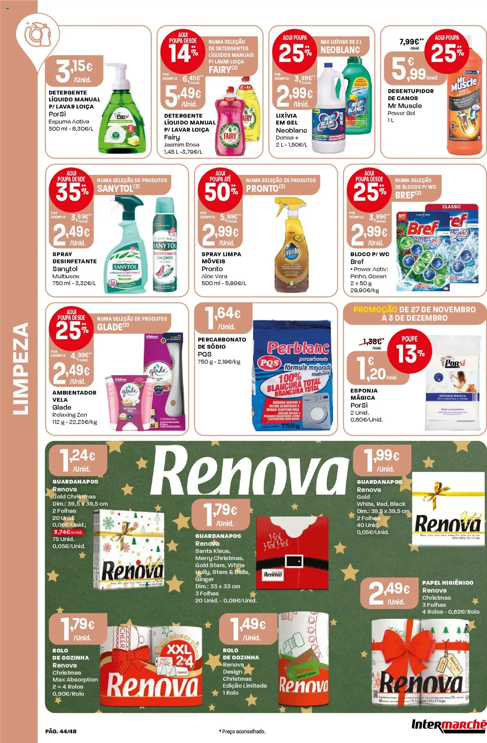 Intermarché - Black Friday │ válido de 27.11.2025 | Página: 44 | Produtos: Papel higiénico, Guardanapos, Esponja, Detergente