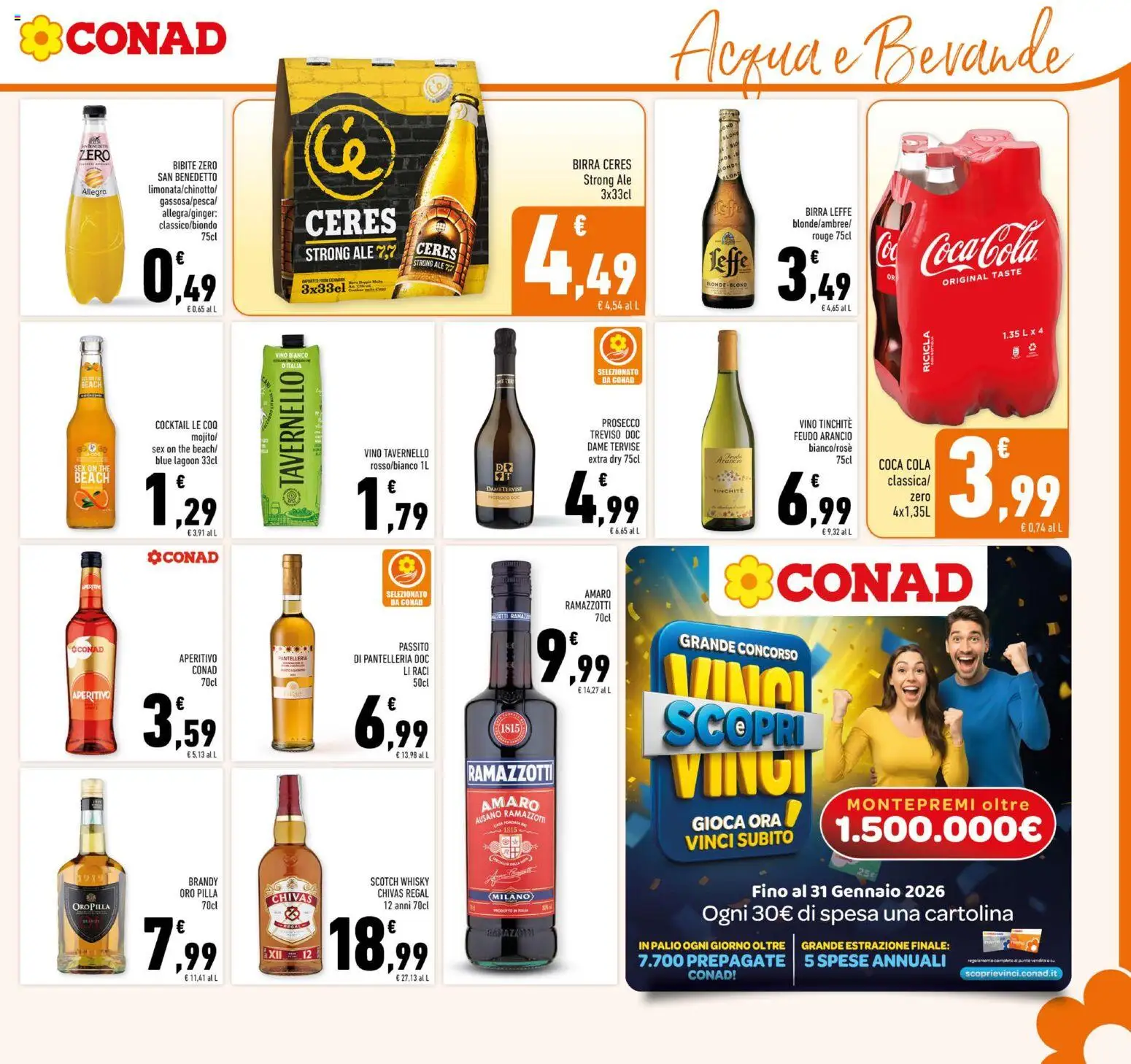 Volantino Conad del 29.01.2026 | Pagina: 19 | Prodotti: Prosecco, Acqua, Vino bianco, Amaro