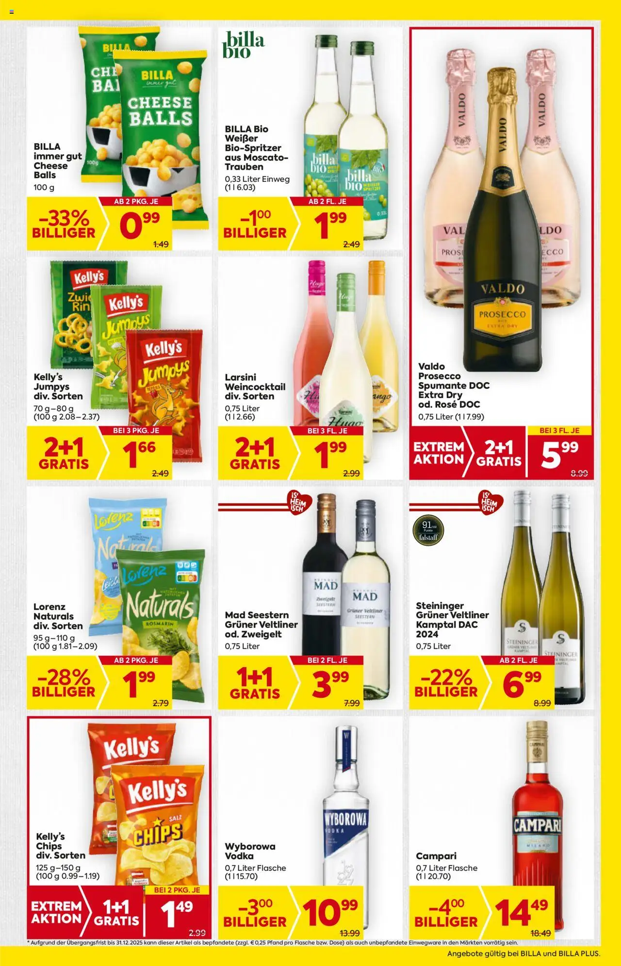 Billa AT akciós ujság - amely érvényes a következő dátumtól: 28.08.2025 | Oldal: 17 | Termékek: Chips, Campari, Vodka