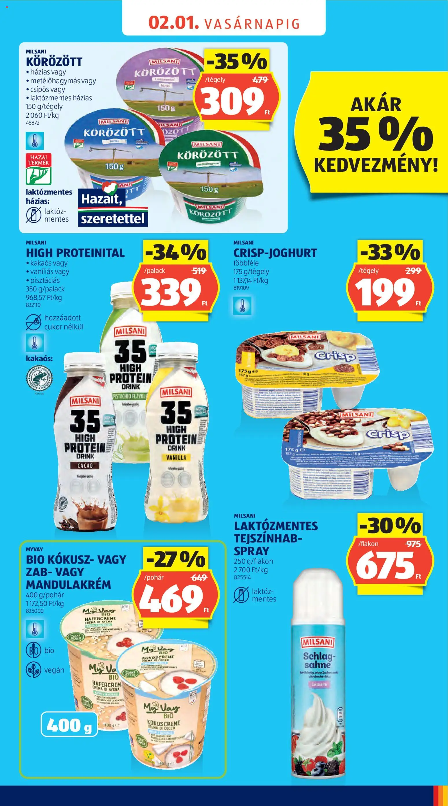 Aldi akciós ujság - amely érvényes a következő dátumtól: 31.01.2026 | Oldal: 7 | Termékek: Körözött, Protein, Tejszínhab, Cukor