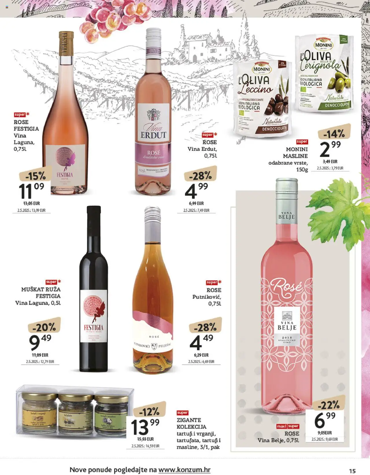 Konzum katalog | vrijedi od 13.10.2025 | Stranica: 15 | Proizvodi: Masline, Vino