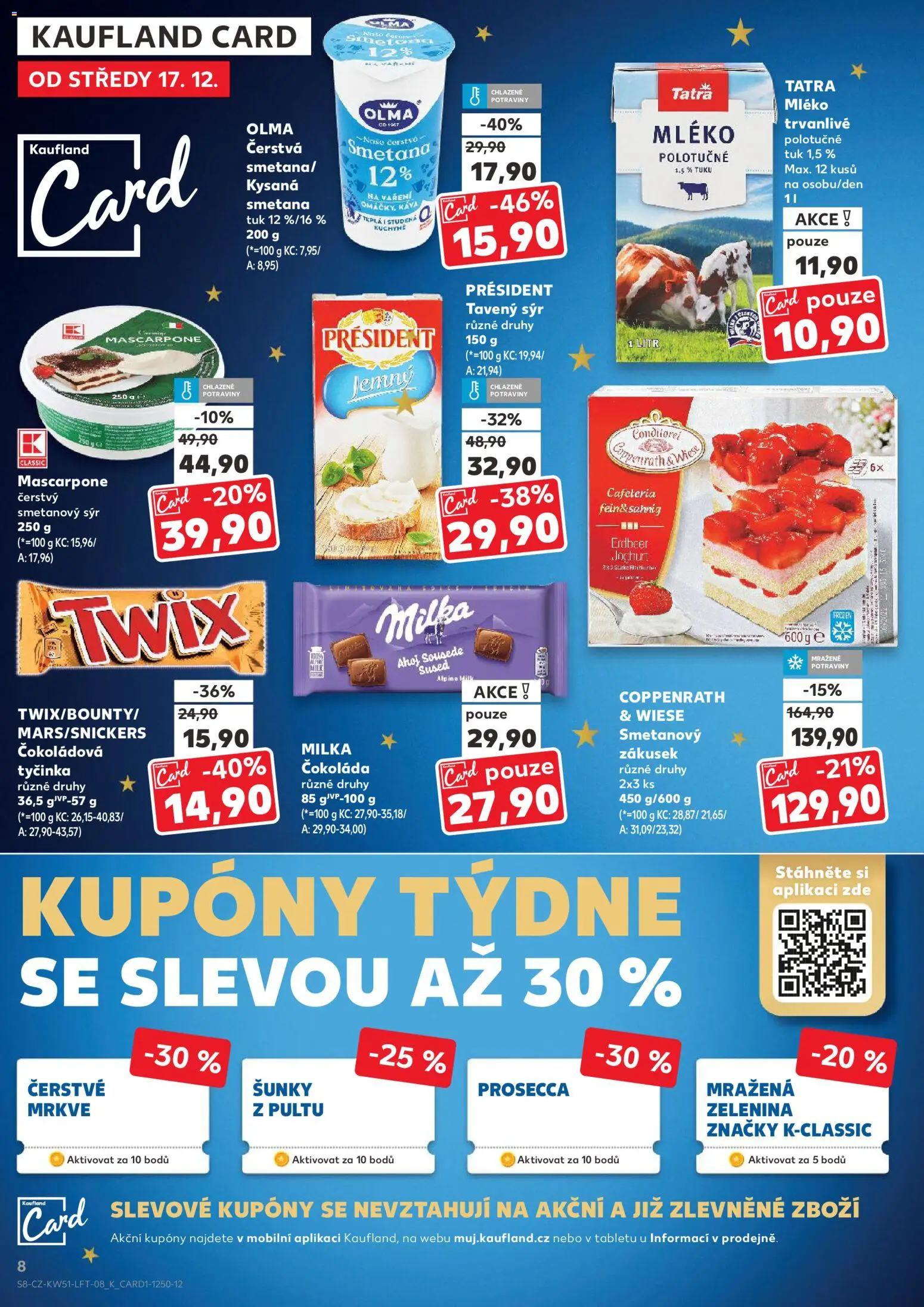 Kaufland leták - Ostrava od 17.12.2025 | Strana: 8 | Produkty: Mléko, Čokoláda, Smetana na vaření, Mascarpone