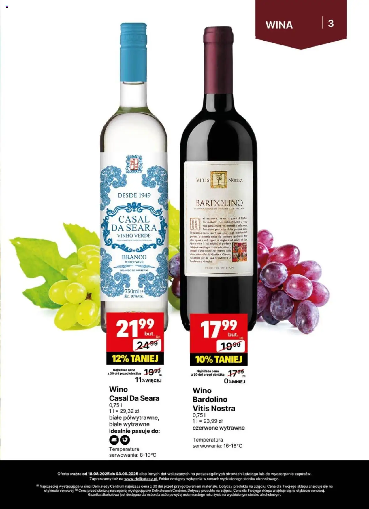 Delikatesy Centrum Gazetka - DeliBarek od 18.08.2025 | Strona: 3 | Produkty: Por, Delikatesy, Wino