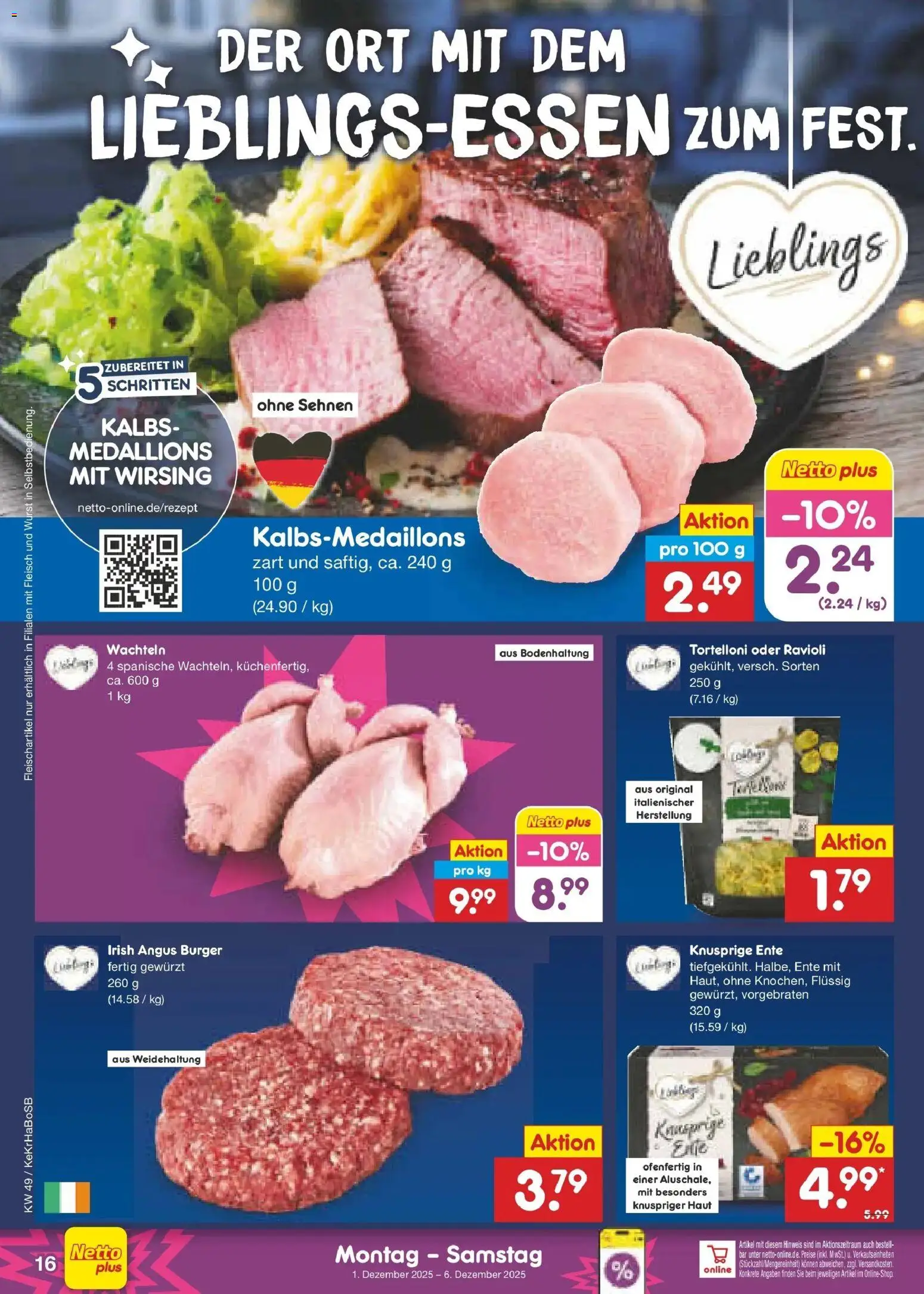 Netto Marken-Discount prospekt Bonn	 – gültig ab 01.12.2025 | Seite: 18 | Produkte: Burger, Wurst, Fleisch, Ente