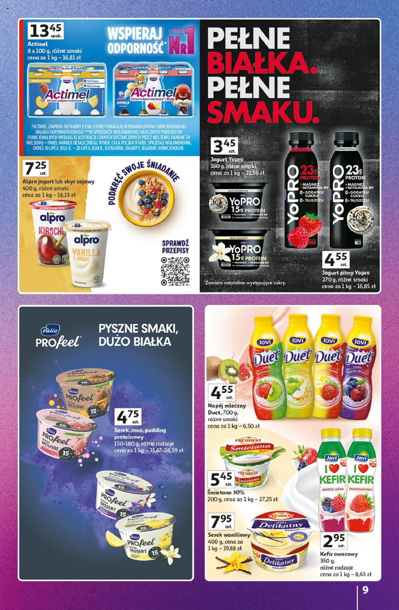 Auchan Gazetka - Znane Marki Duży Wybór Hipermarket od 12.06.2025 | Strona: 9 | Produkty: Cream cheese, Kefir, Alpro, Owoce