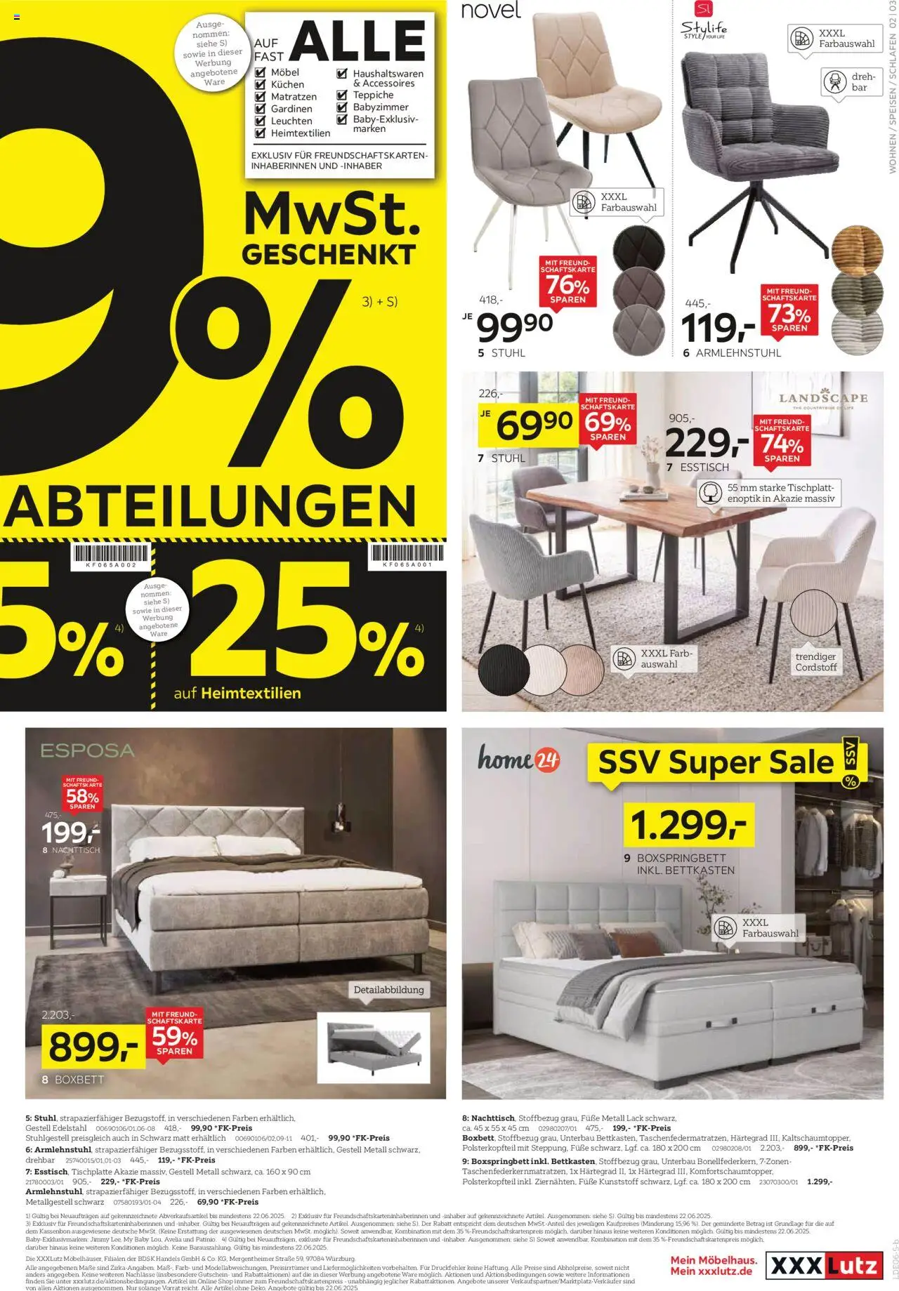 XXXL Lutz Prospekt 	 - gültig ab dem 09.06.2025 | Seite: 3 | Produkte: Nachttisch, Boxspringbett, Stuhl, Kuchen