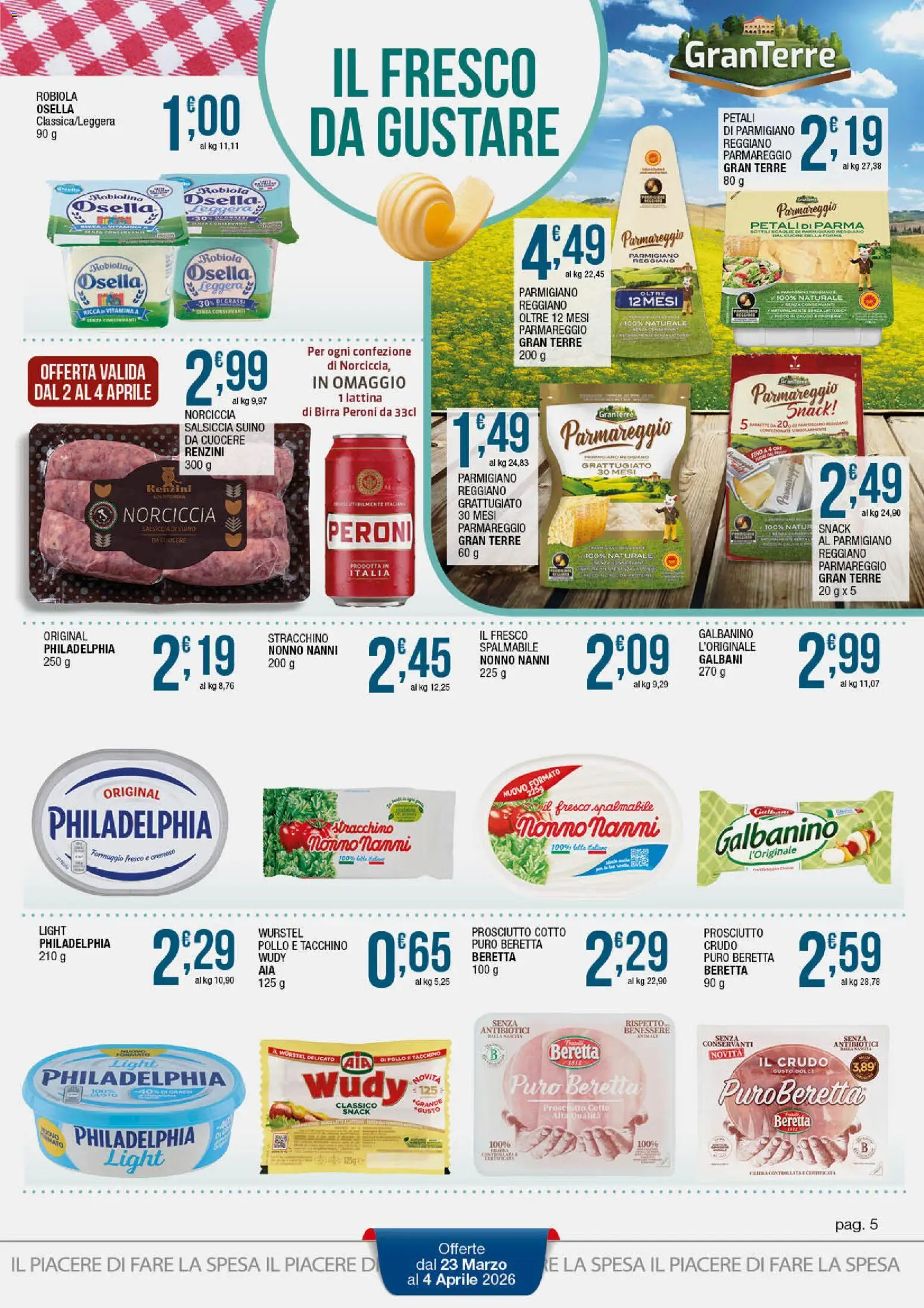 Volantino Sidis del 23.03.2026 | Pagina: 5 | Prodotti: Prosciutto Cotto, Birra, Suino, Stracchino