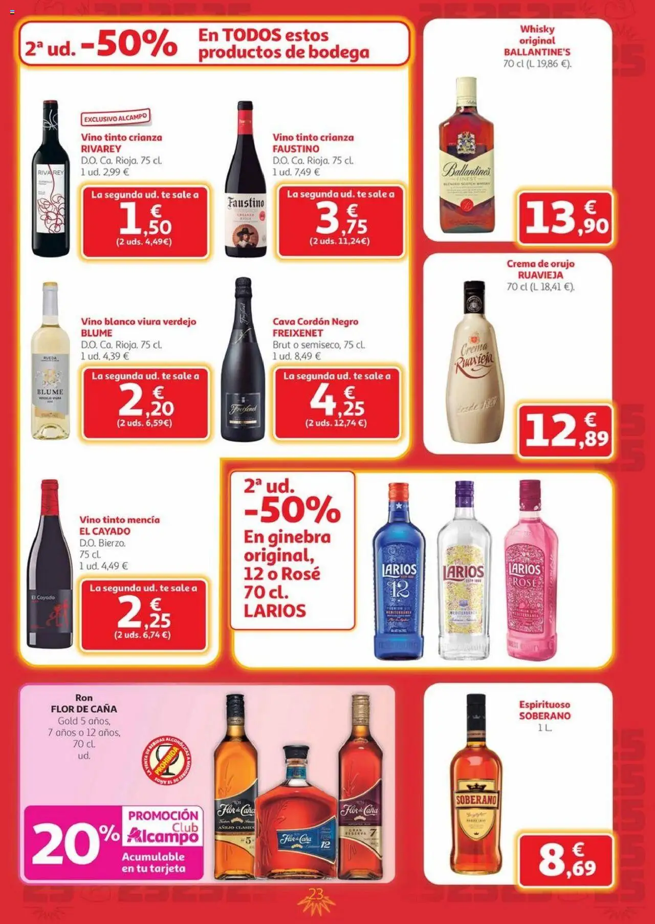 Alcampo - Canarias │ válido desde el 25.09.2025 | Página: 23 | Productos: Vino, Ginebra, Crema, Whisky