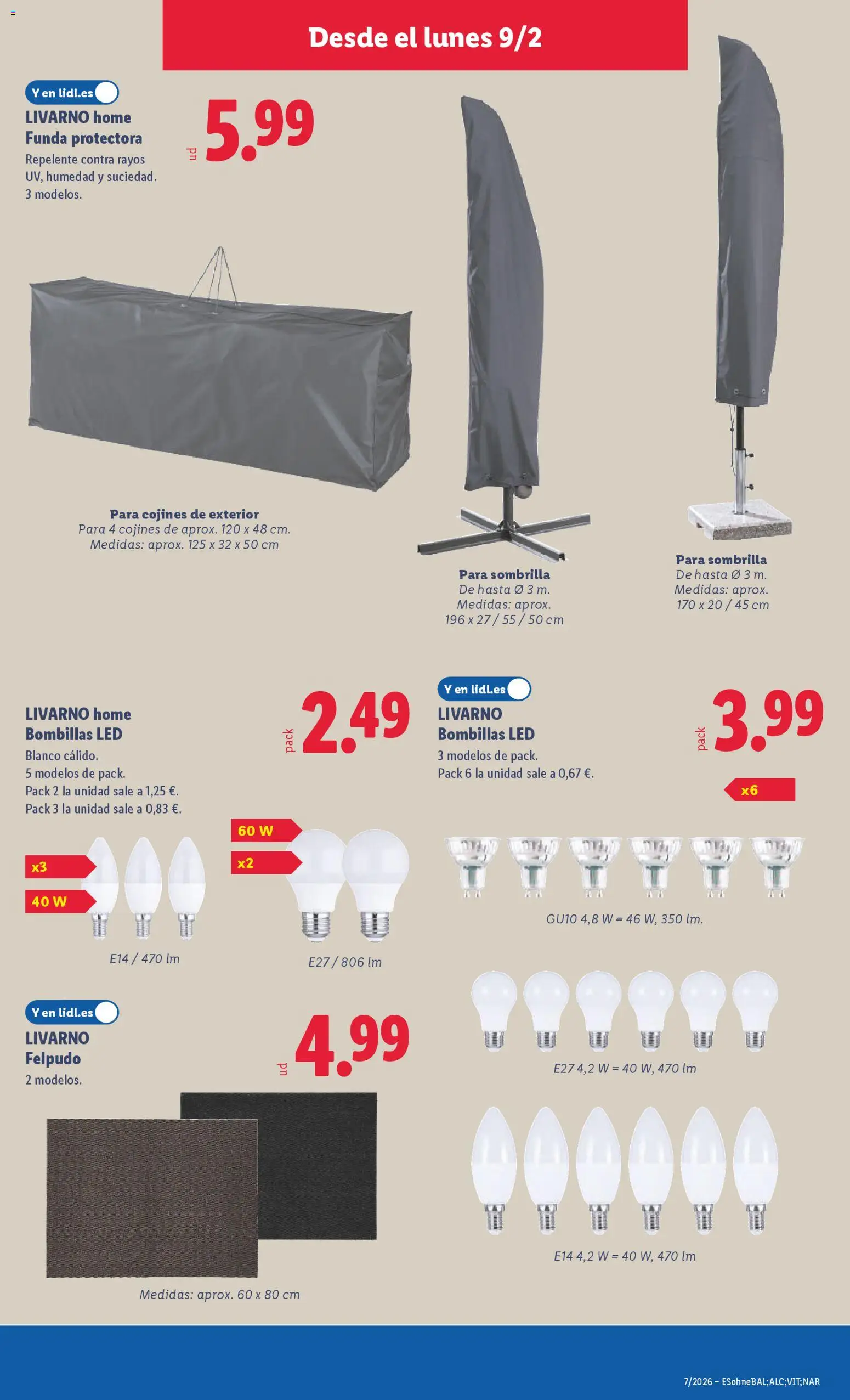 Lidl folleto de bazar │ válido desde el 09.02.2026 | Página: 11 | Productos: Sombrilla, Funda, Felpudo
