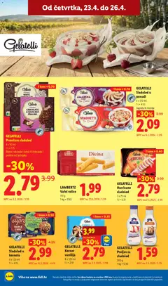 GELATELLI Kornet vanilija, 8 x 120 ml - Pregled kataloga iz trgovine Lidl, vrijedi od 20.04.2026 | Stranica: 54 | Proizvodi: Praline, Keksi, Čokolada, Sladoled