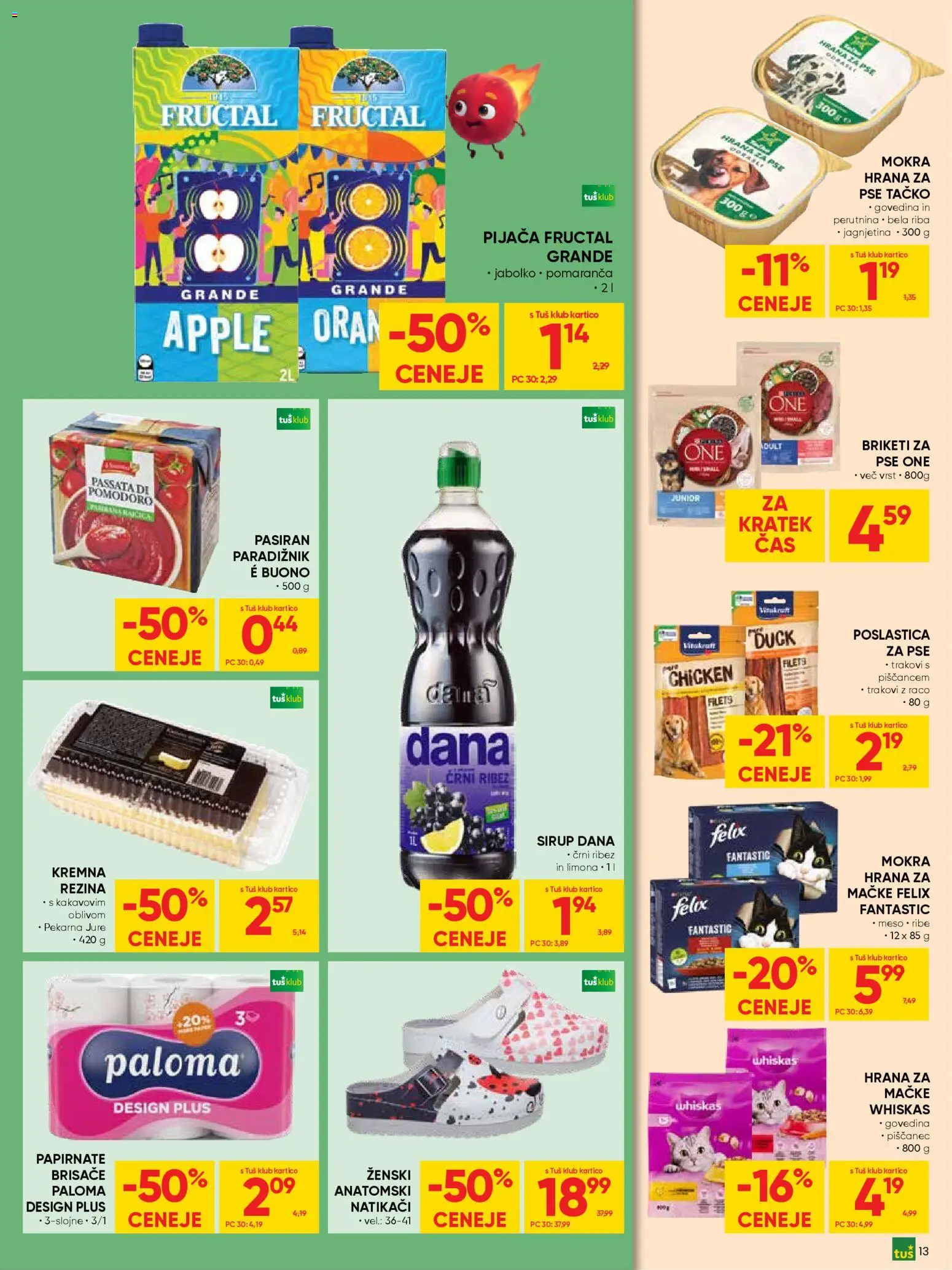 Novi Tuš katalog ponudbe – veljaven od 15.04.2026 | Stran: 13 | Izdelki: Pekarna, Paradiznik, Riba, Natikaci