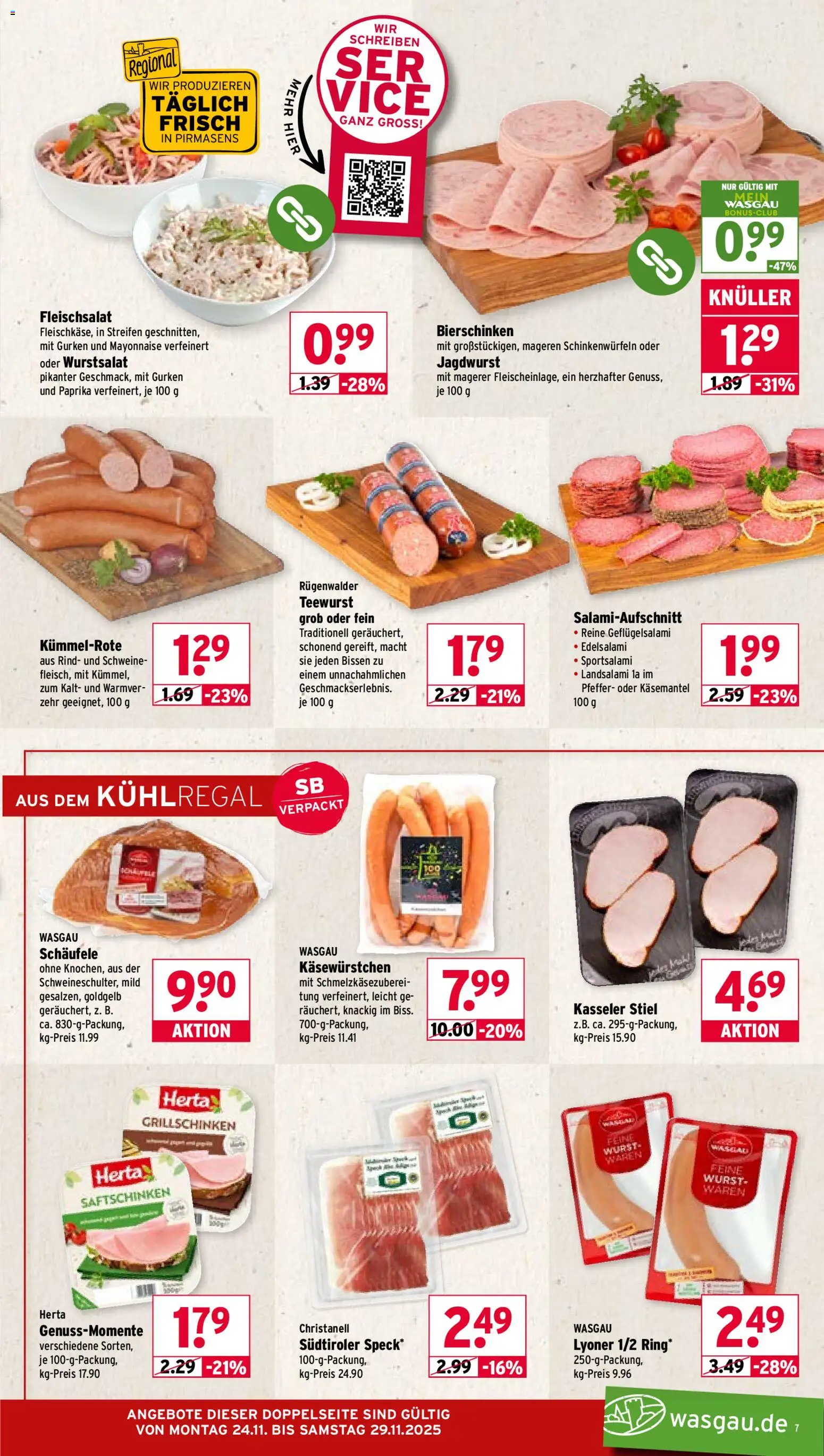 Wasgau Prospekt 	 – gültig ab 24.11.2025 | Seite: 7 | Produkte: Mayonnaise, Pfeffer, Wurst, Gurken