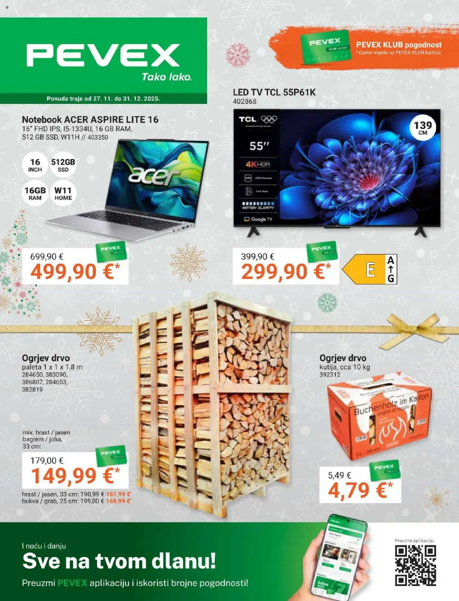 Pevex katalog | vrijedi od 27.11.2025 | Stranica: 1 | Proizvodi: Paleta, Notebook, Tv
