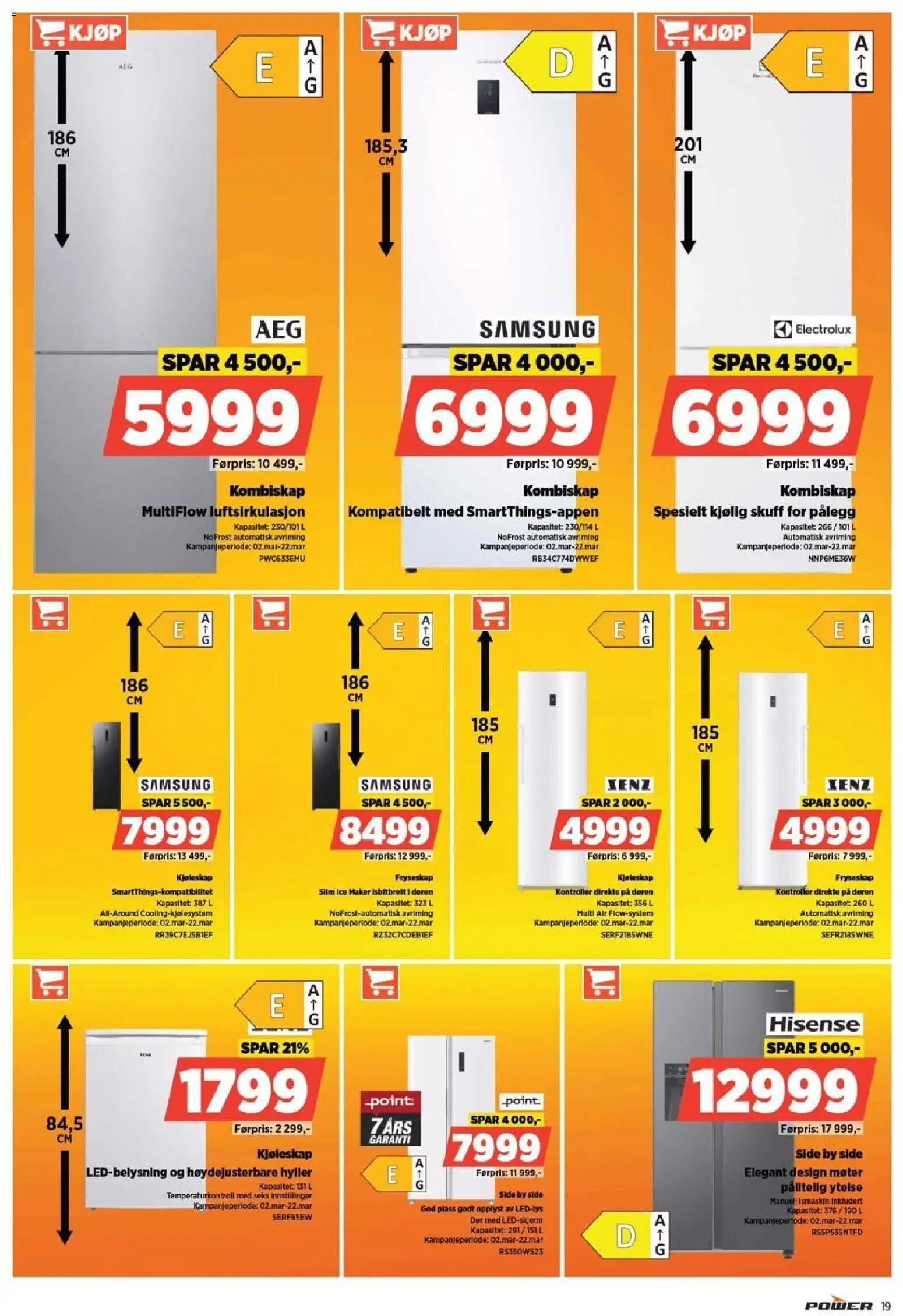 {H1} | Side: 19 | Produkter: Fryseskap, Kombiskap, Kjøleskap