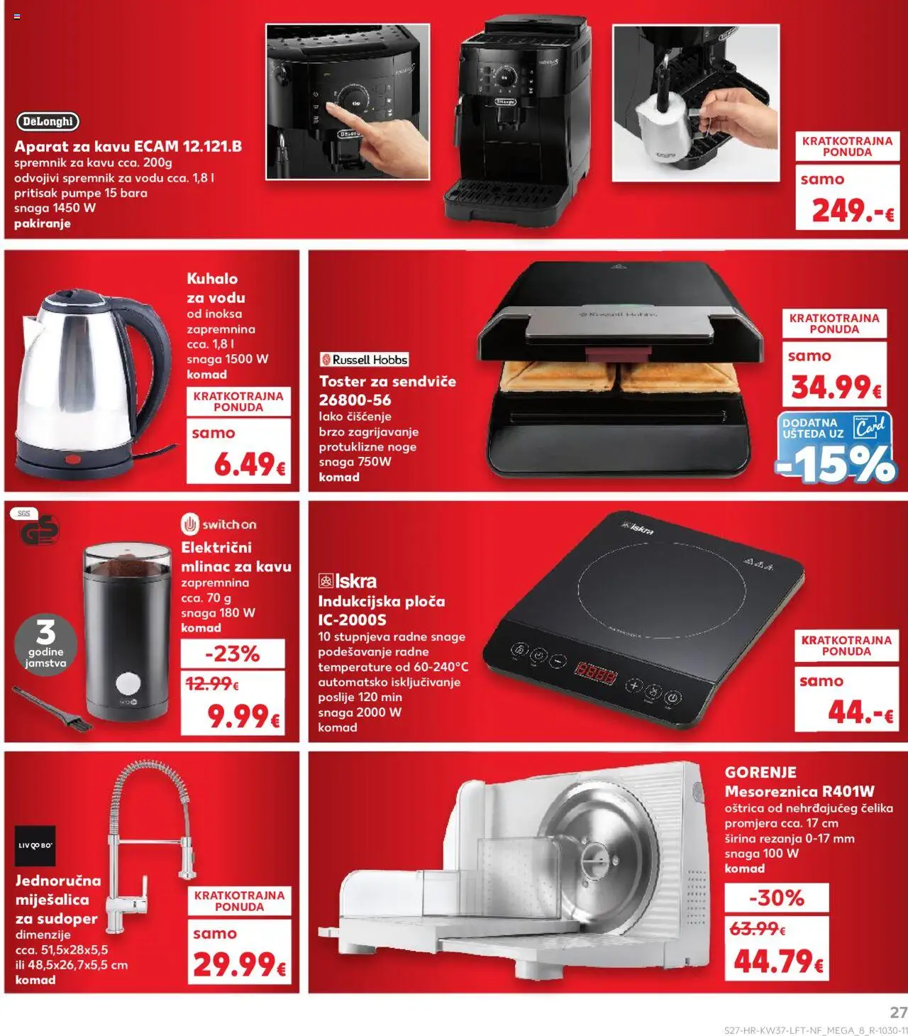 Kaufland katalog | vrijedi od 10.09.2025 | Stranica: 27 | Proizvodi: Aparat za kavu, Kuhalo za vodu, Toster, Indukcijska ploča