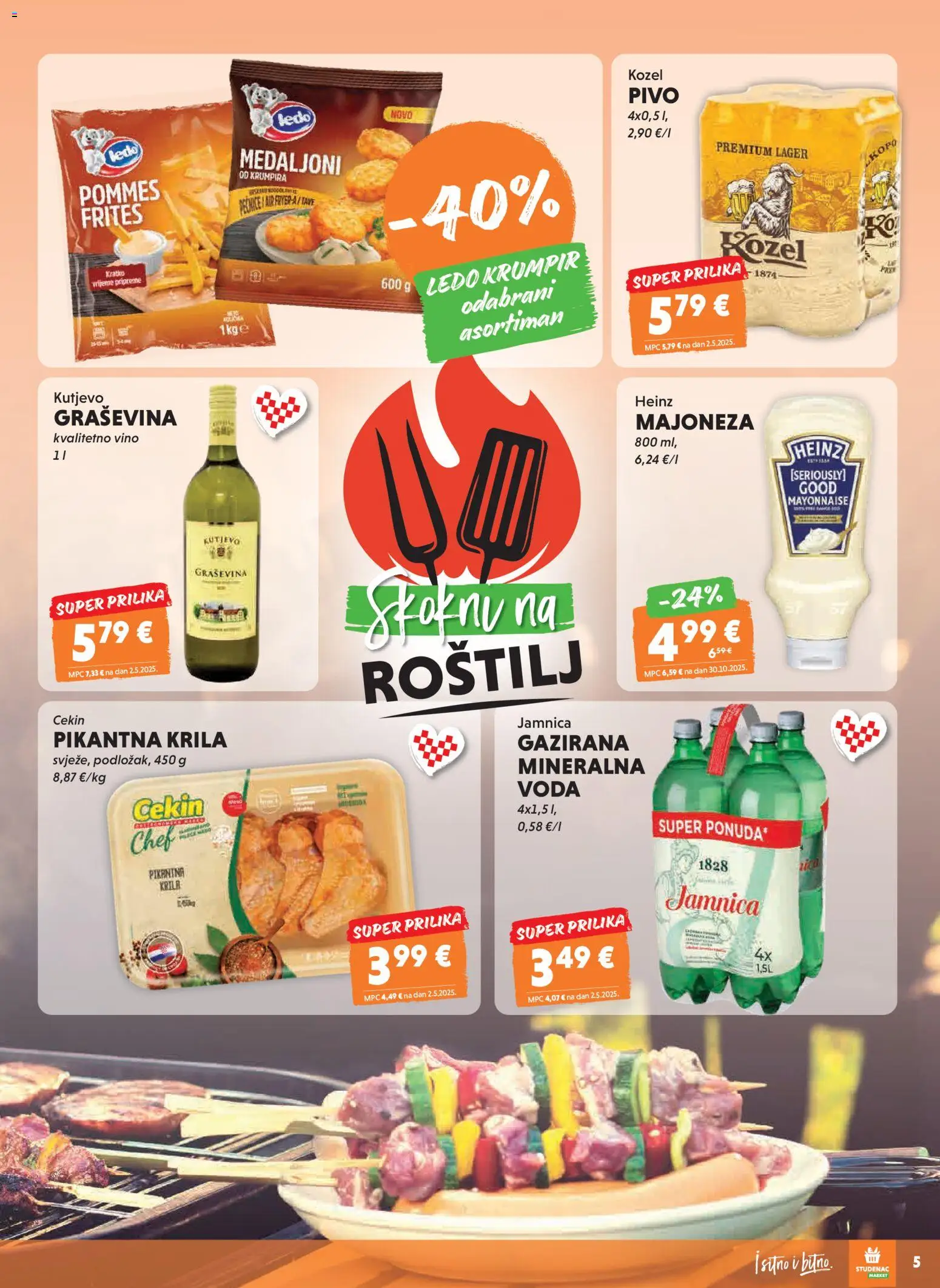 Studenac katalog | vrijedi od 29.04.2026 | Stranica: 5 | Proizvodi: Pommes frites, Vino, Ledo, Voda