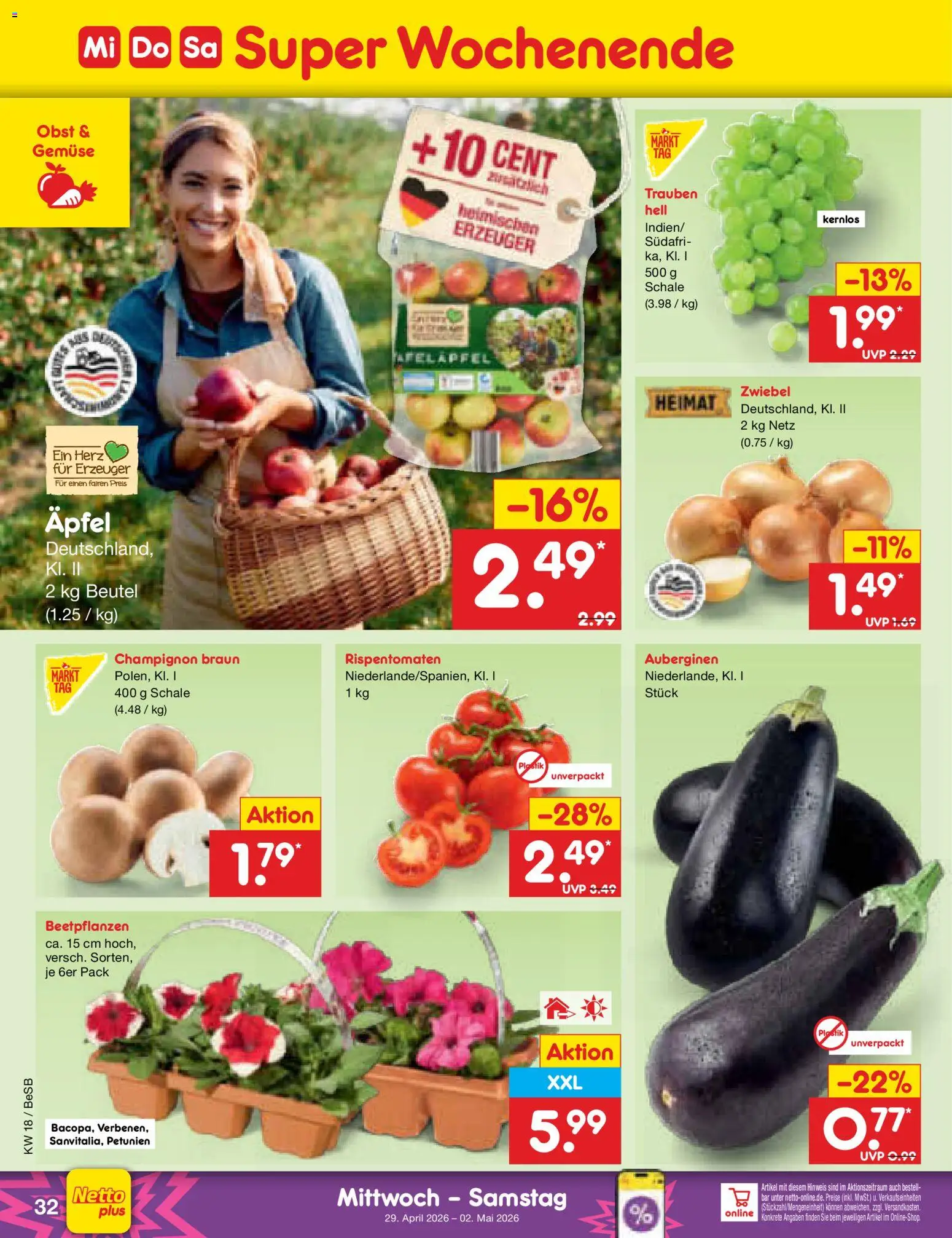 Netto Marken-Discount Prospekt 	 – gültig ab 27.04.2026 | Seite: 46 | Produkte: Trauben, Äpfel, Gemüse, Obst