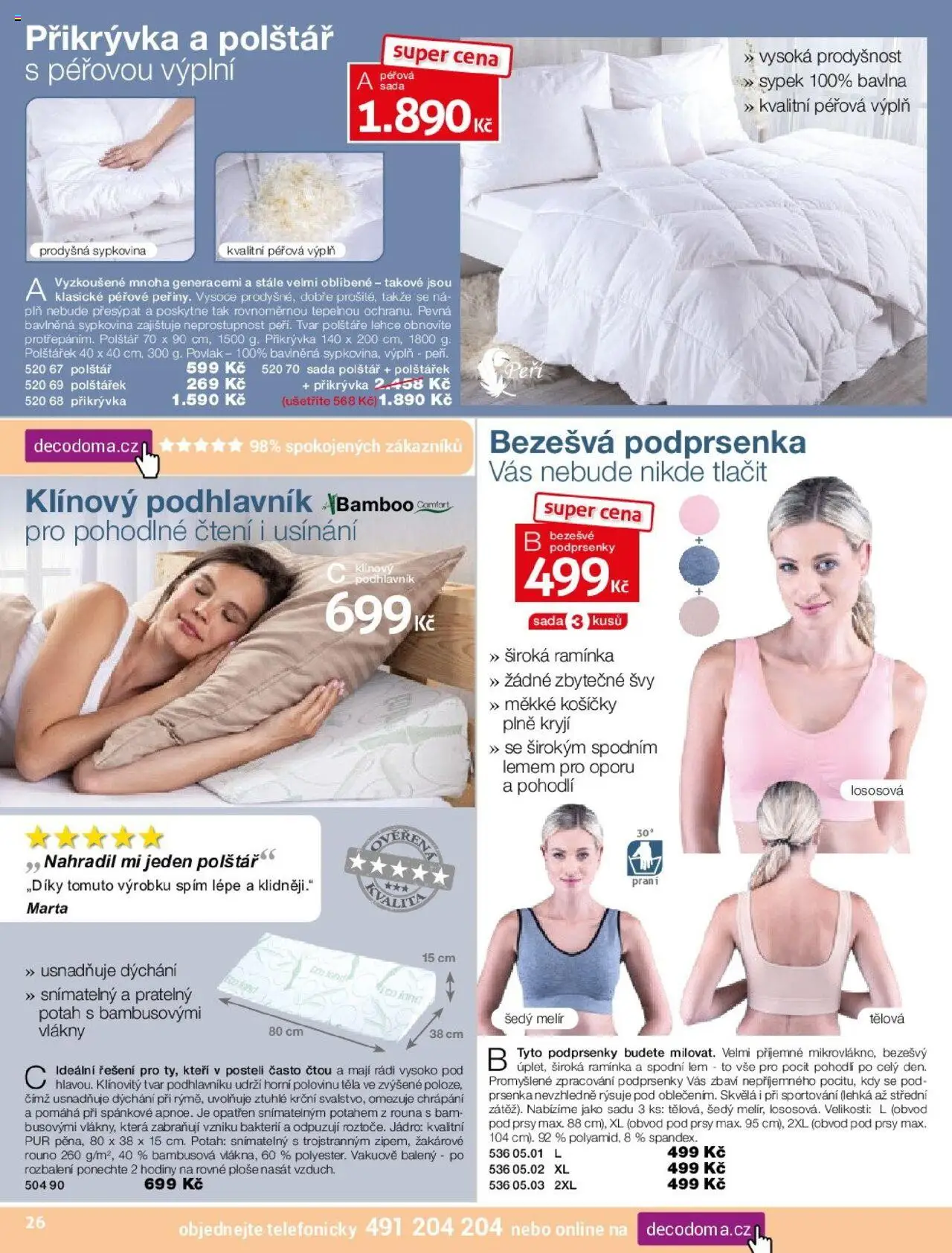 Decodoma katalog Podzim 2025 od 25.08.2025 | Strana: 26 | Produkty: Podprsenka, Polštář, Přikrývka, Podprsenky