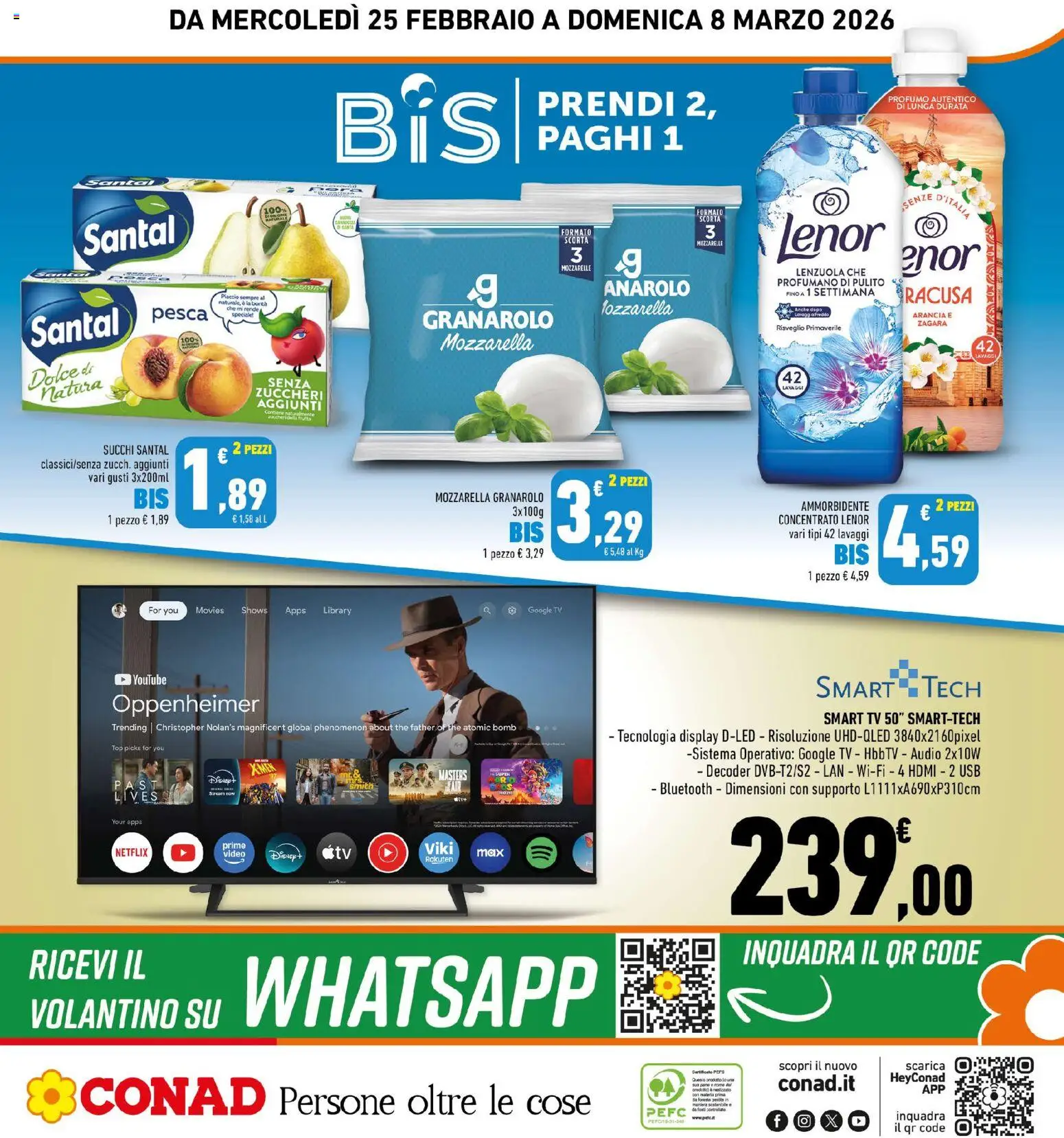 Volantino Conad del 25.02.2026 | Pagina: 32 | Prodotti: Mozzarella, Top, Arancia, Lenzuola