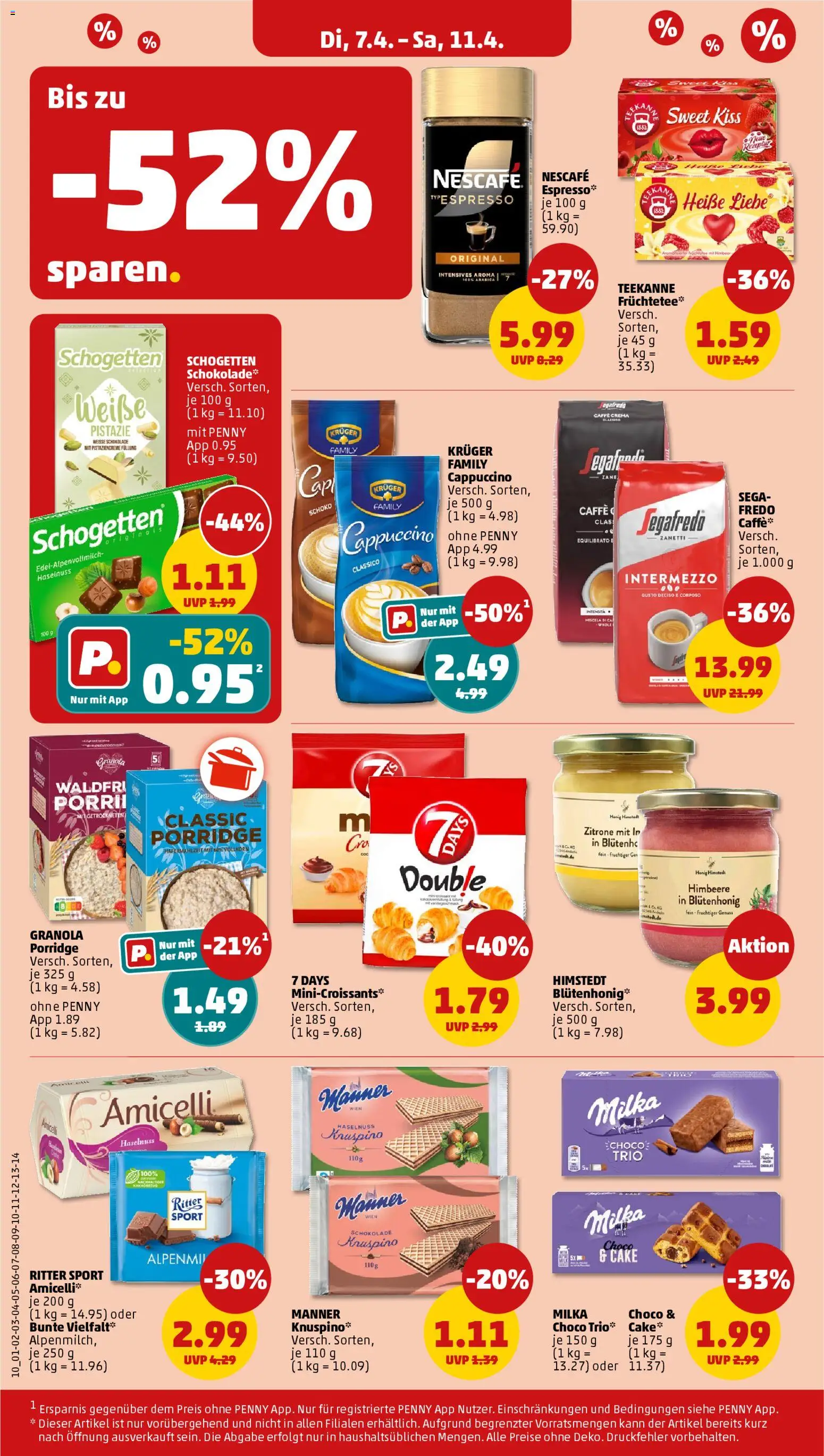 Penny Prospekt 	 – gültig ab 07.04.2026 | Seite: 10 | Produkte: Nescafe, Teekanne, Schogetten, Segafredo