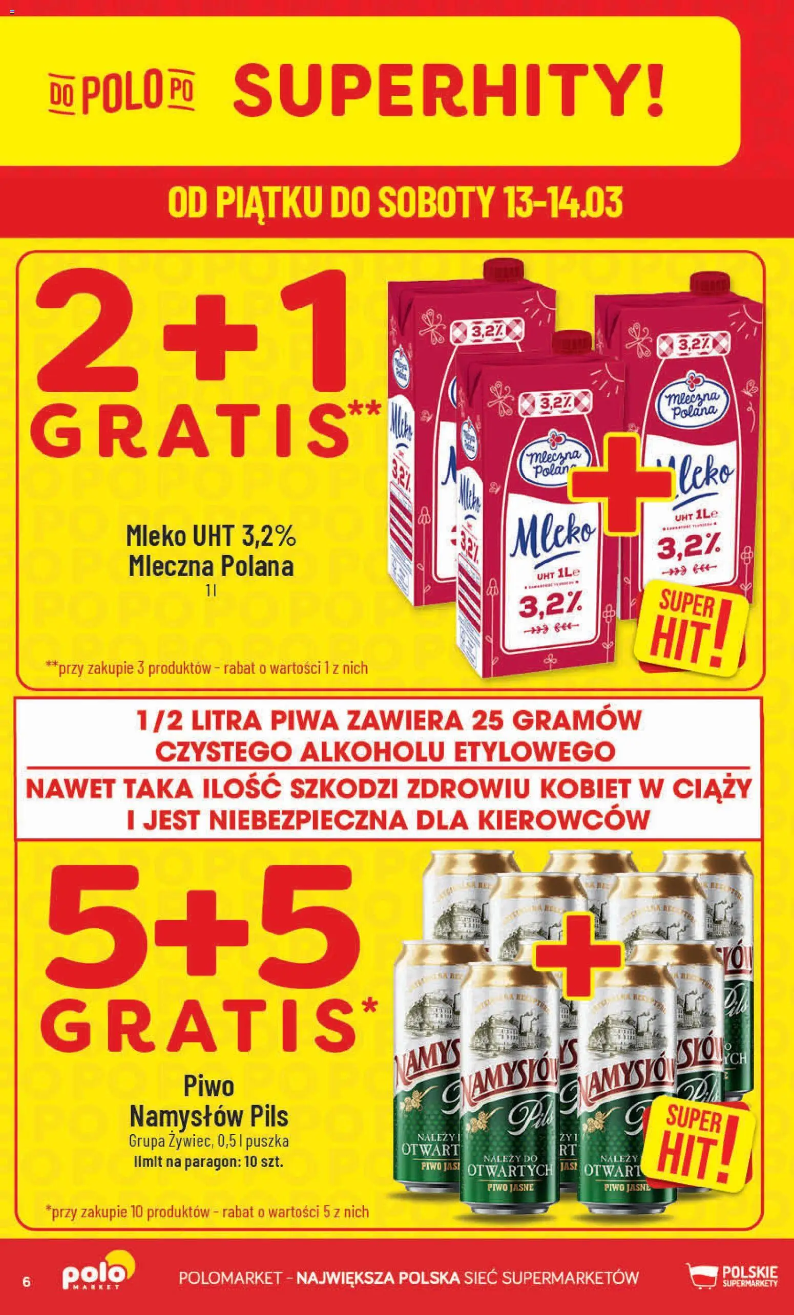 POLOmarket gazetka od 11.03.2026 | Strona: 6 | Produkty: Mleko, Piwo
