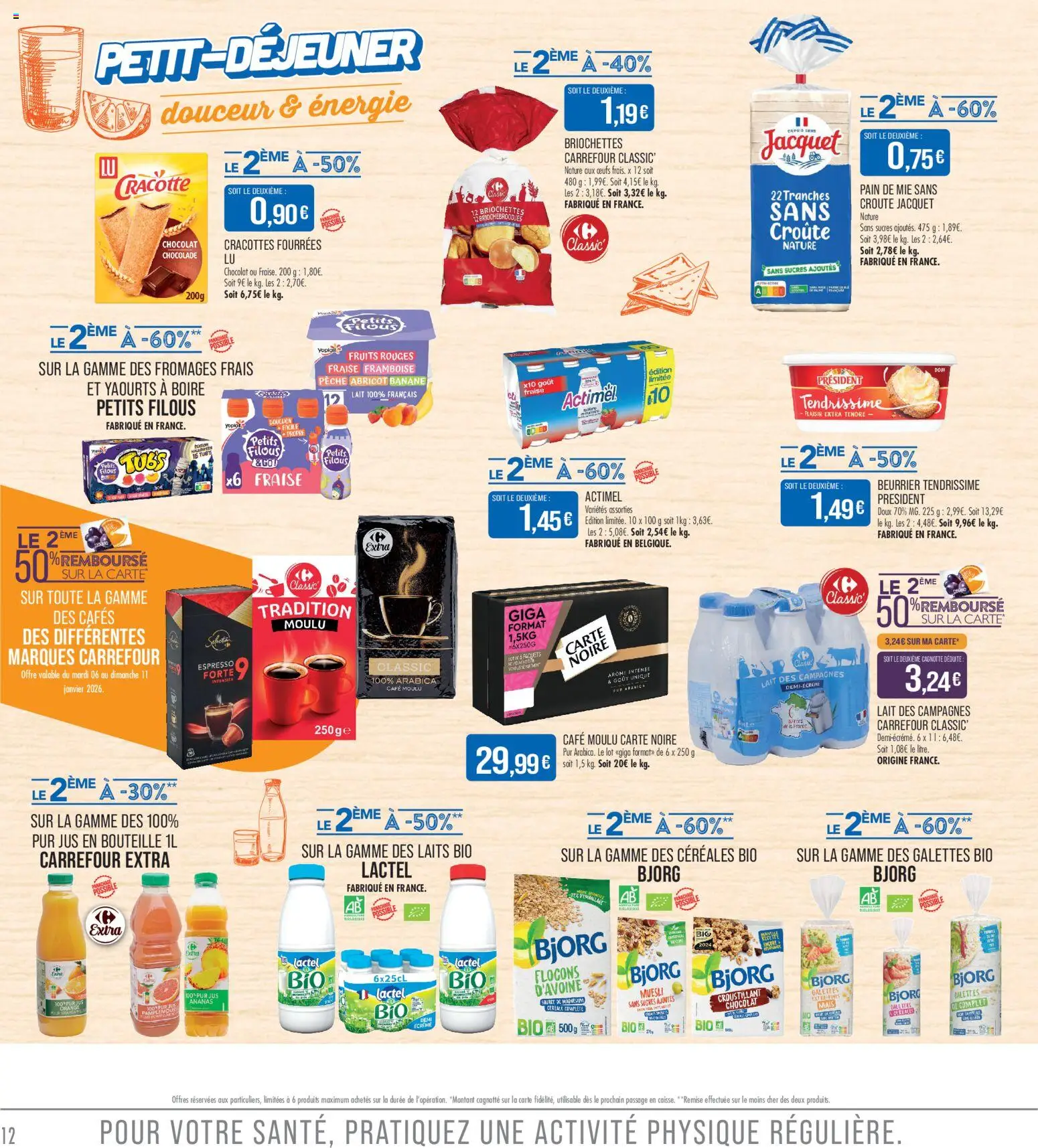 {H1} | Page: 12 | Produits: Actimel, Mais, Pain de mie, Jus