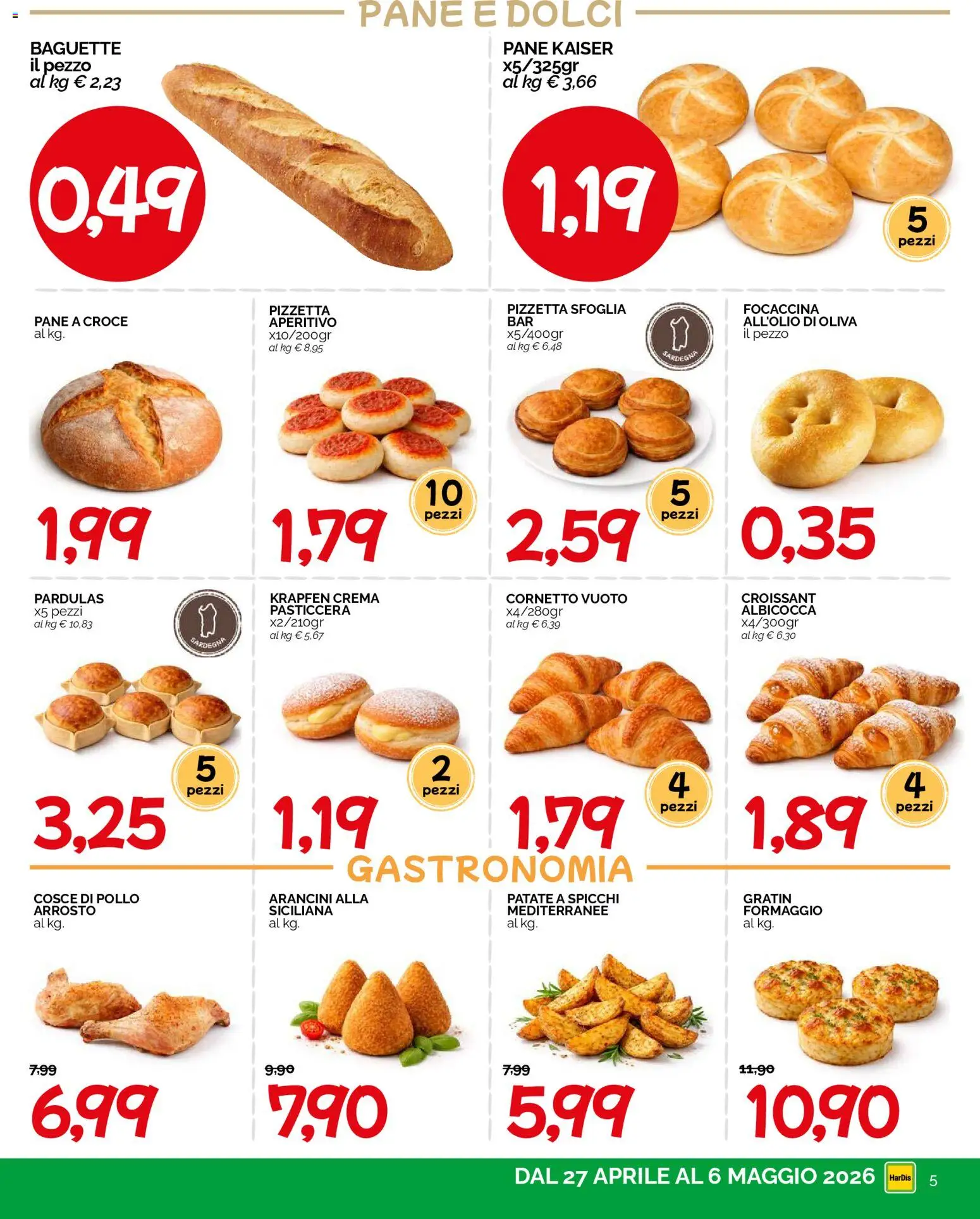 Volantino HarDis del 27.04.2026 | Pagina: 5 | Prodotti: Pollo, Cornetto, Patate, Croissant