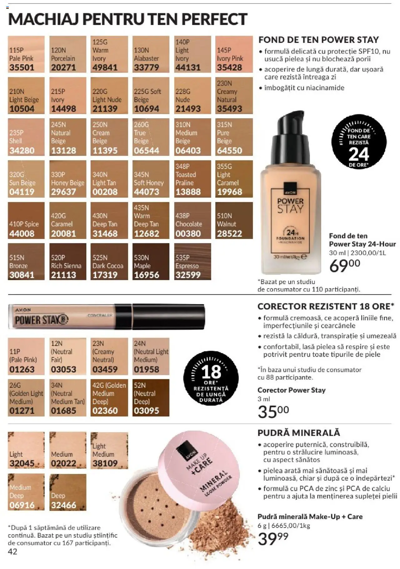 Catalog Avon - 06 2025 – valabil de la 01.06.2025 | Pagină: 42 | Produse: Machiaj, Concealer, Pudră, Praline