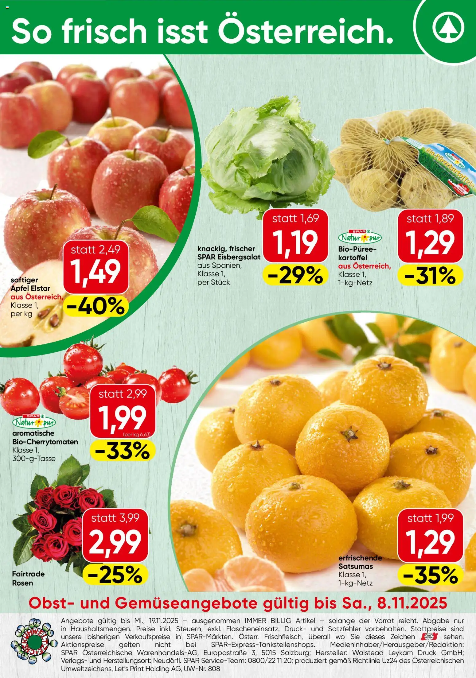 Spar Obst & Gemüse - Salzburg gültig ab 03.11.2025 | Seite: 1 | Produkte: Obst, Äpfel