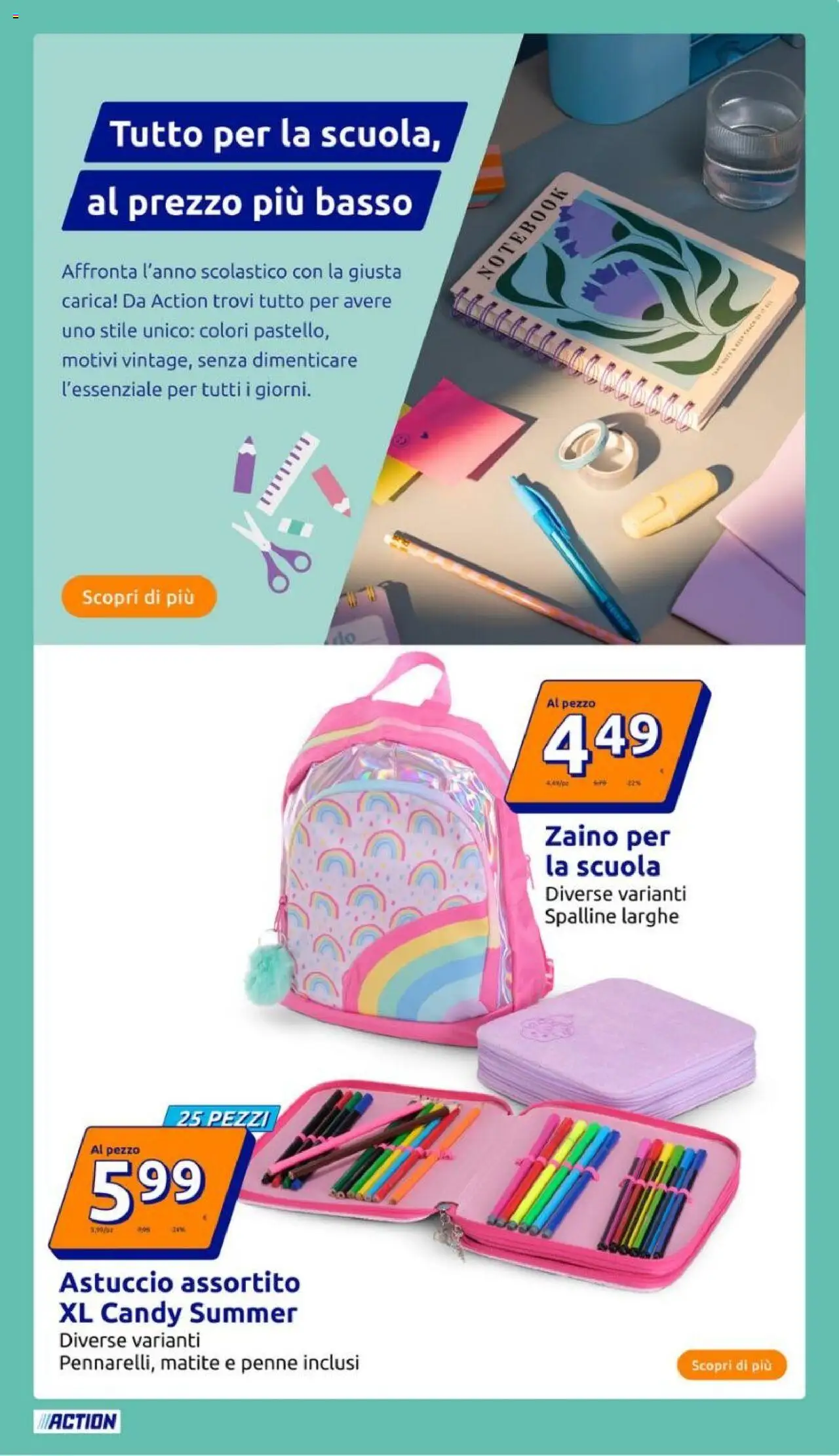 Volantino Action del 30.07.2025 | Pagina: 15 | Prodotti: Notebook, Zaino, Astuccio, Penne