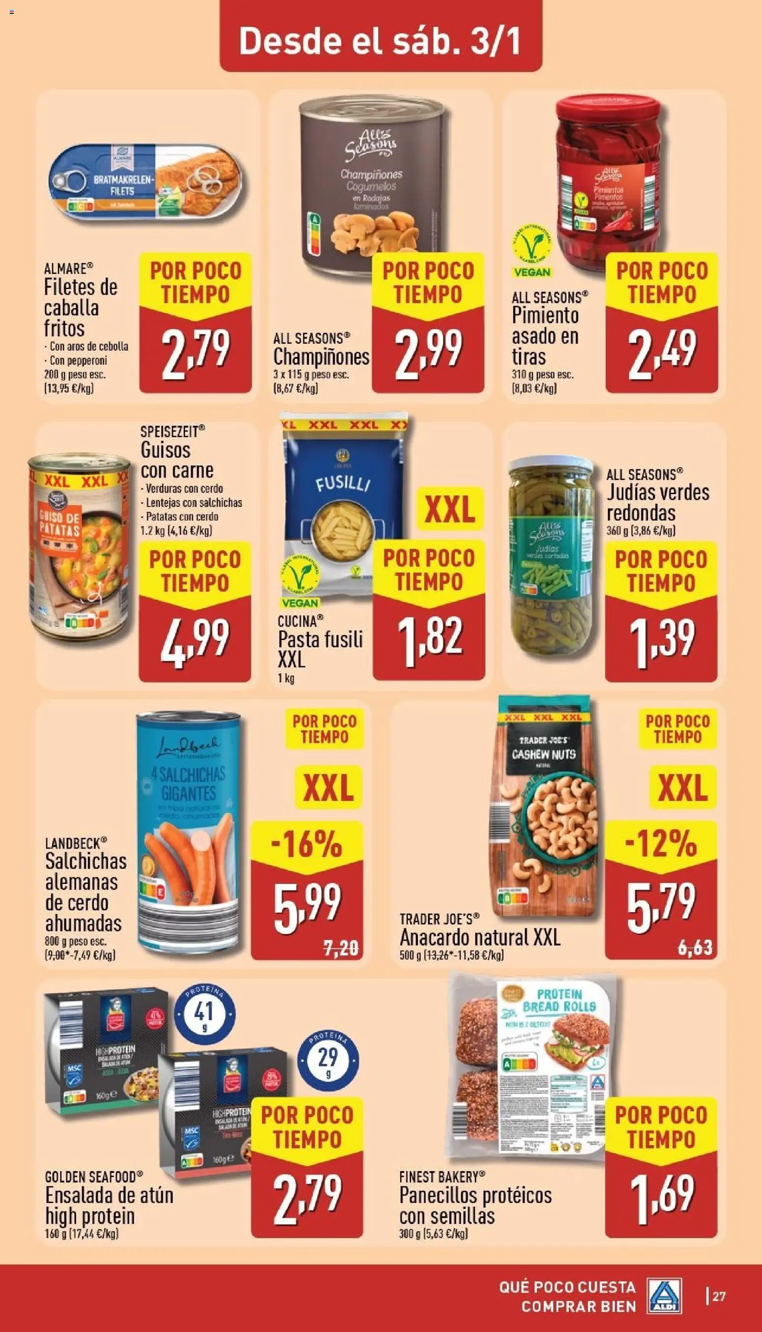 Aldi folleto Canarias │ válido desde el 29.12.2025 | Página: 27 | Productos: Cerdo, Pasta, Ensalada, Παγωμένο τσάι