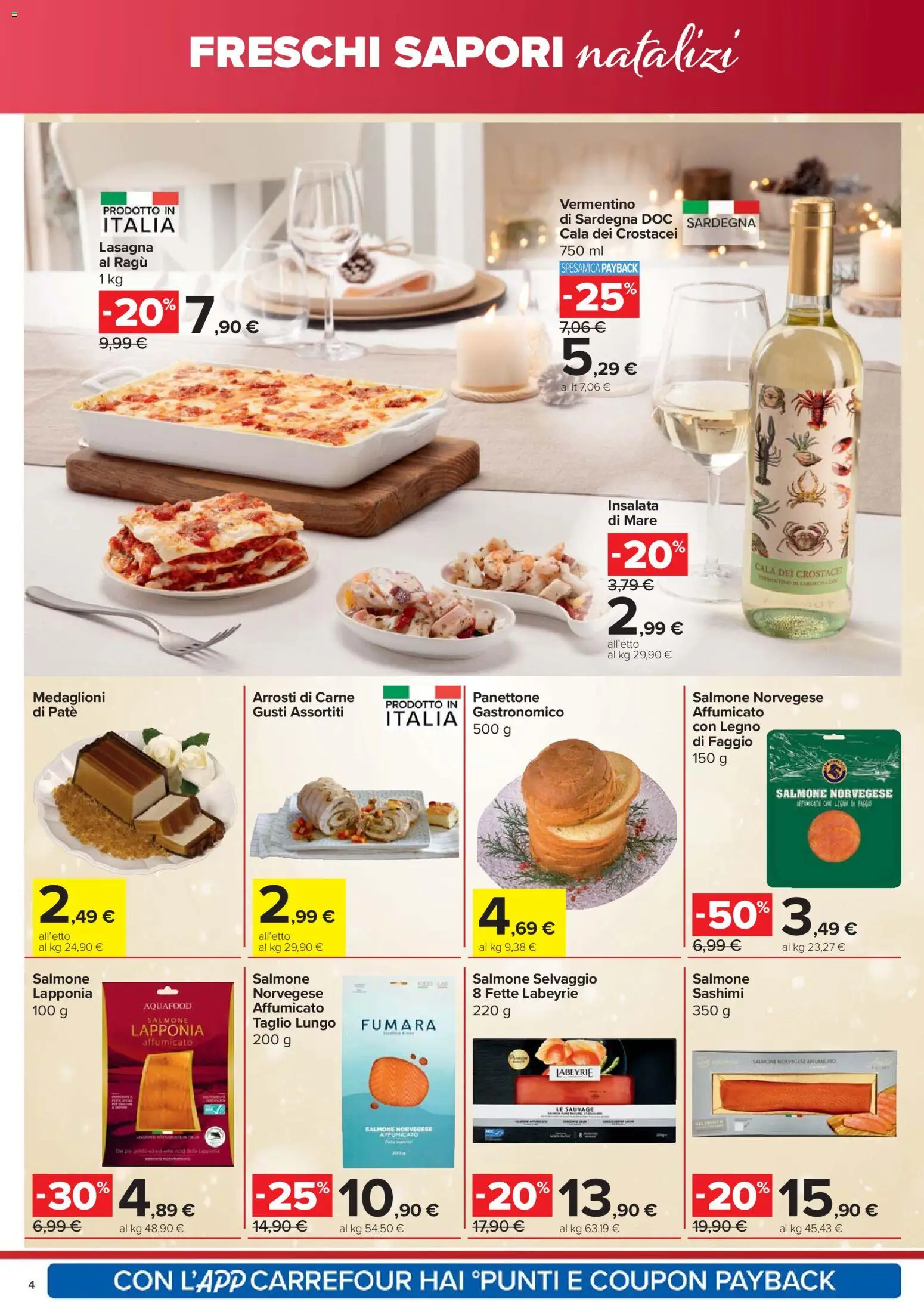 Volantino Carrefour del 18.12.2025 | Pagina: 4 | Prodotti: Paté, Salmone, Insalata, Ragú