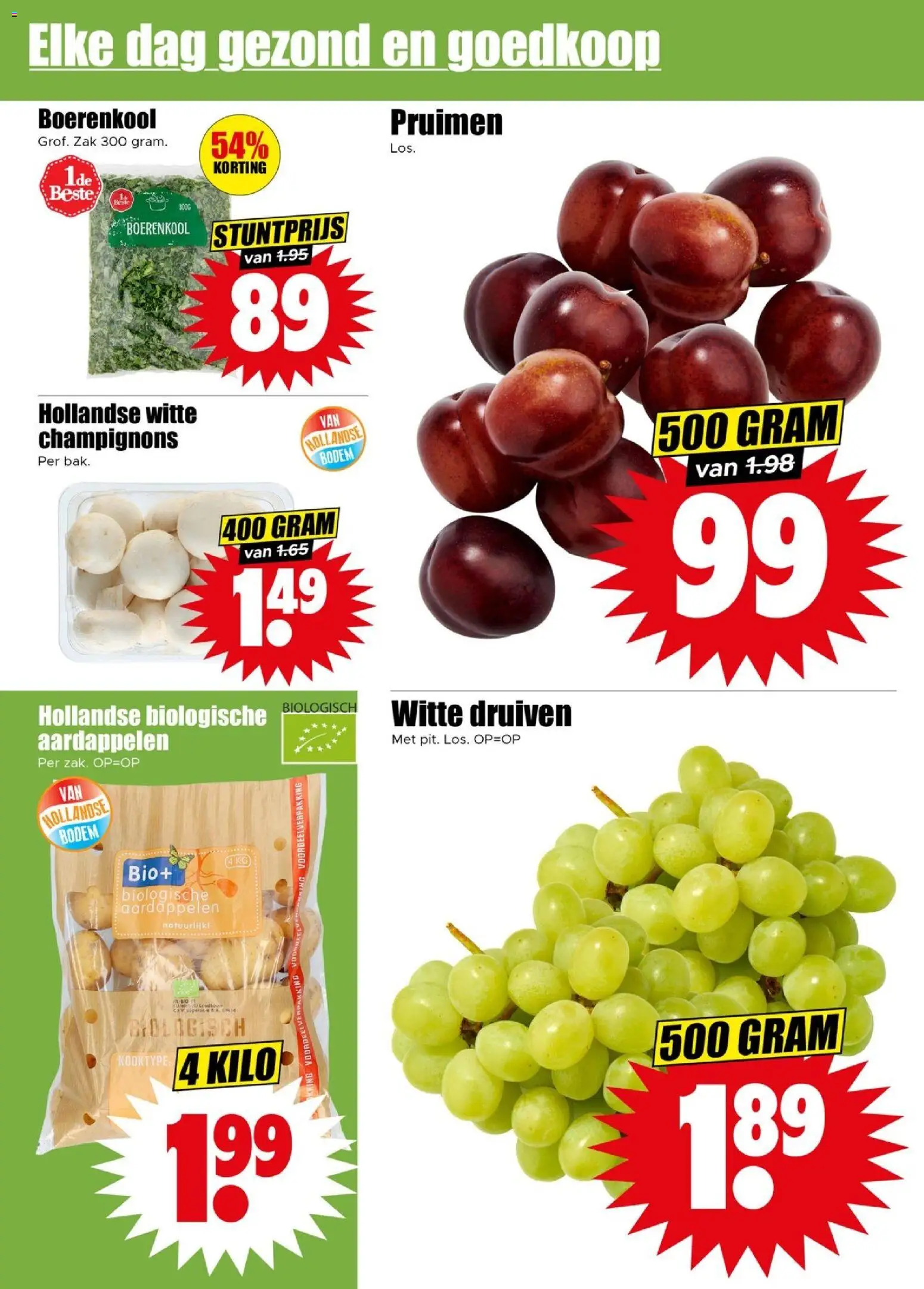 {H1} | Pagina: 4 | Producten: Boerenkool, Zak, Druiven